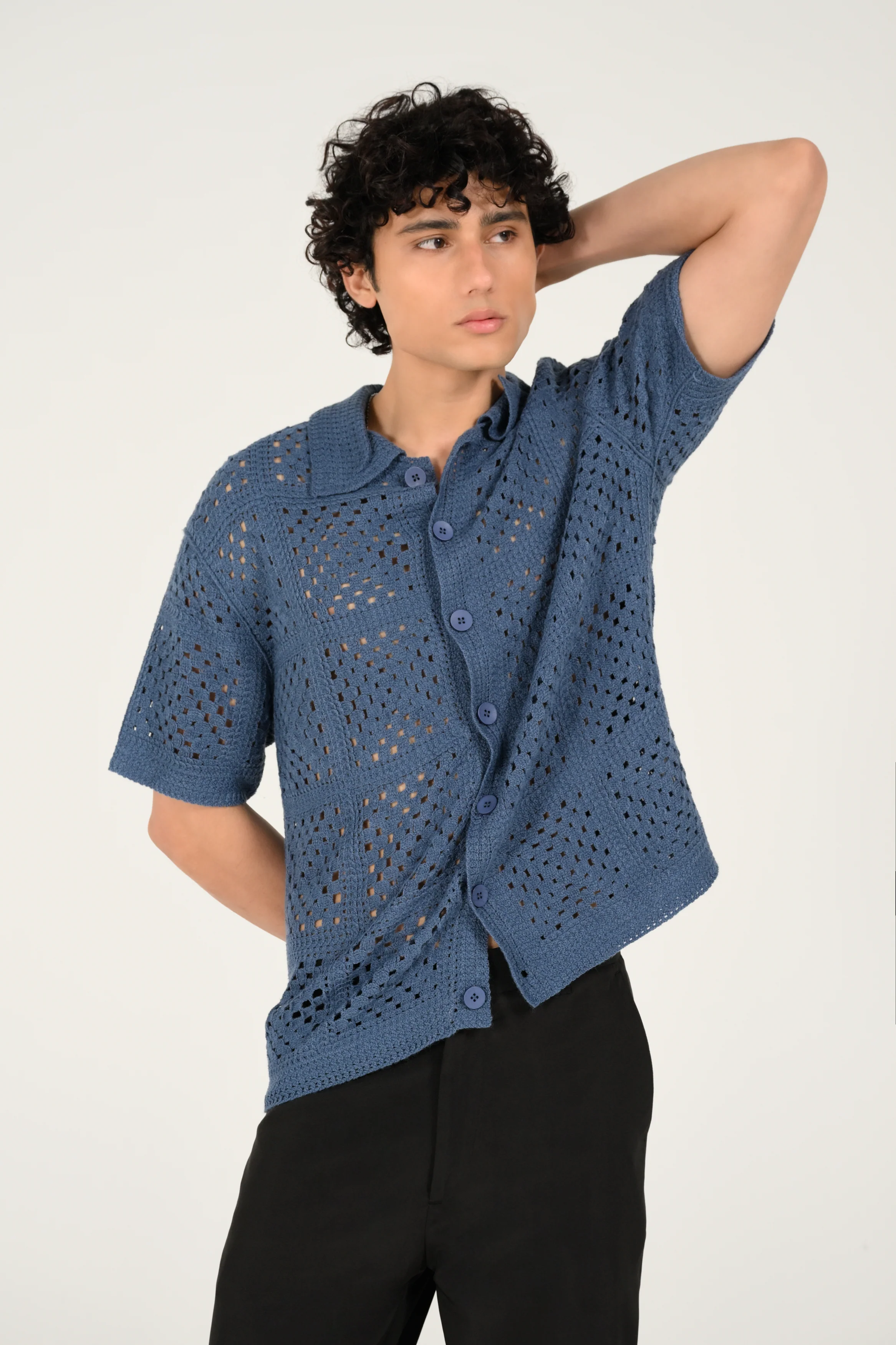 BAGGY FIT BUTTON DOWN KNITTED POLO - Image 7