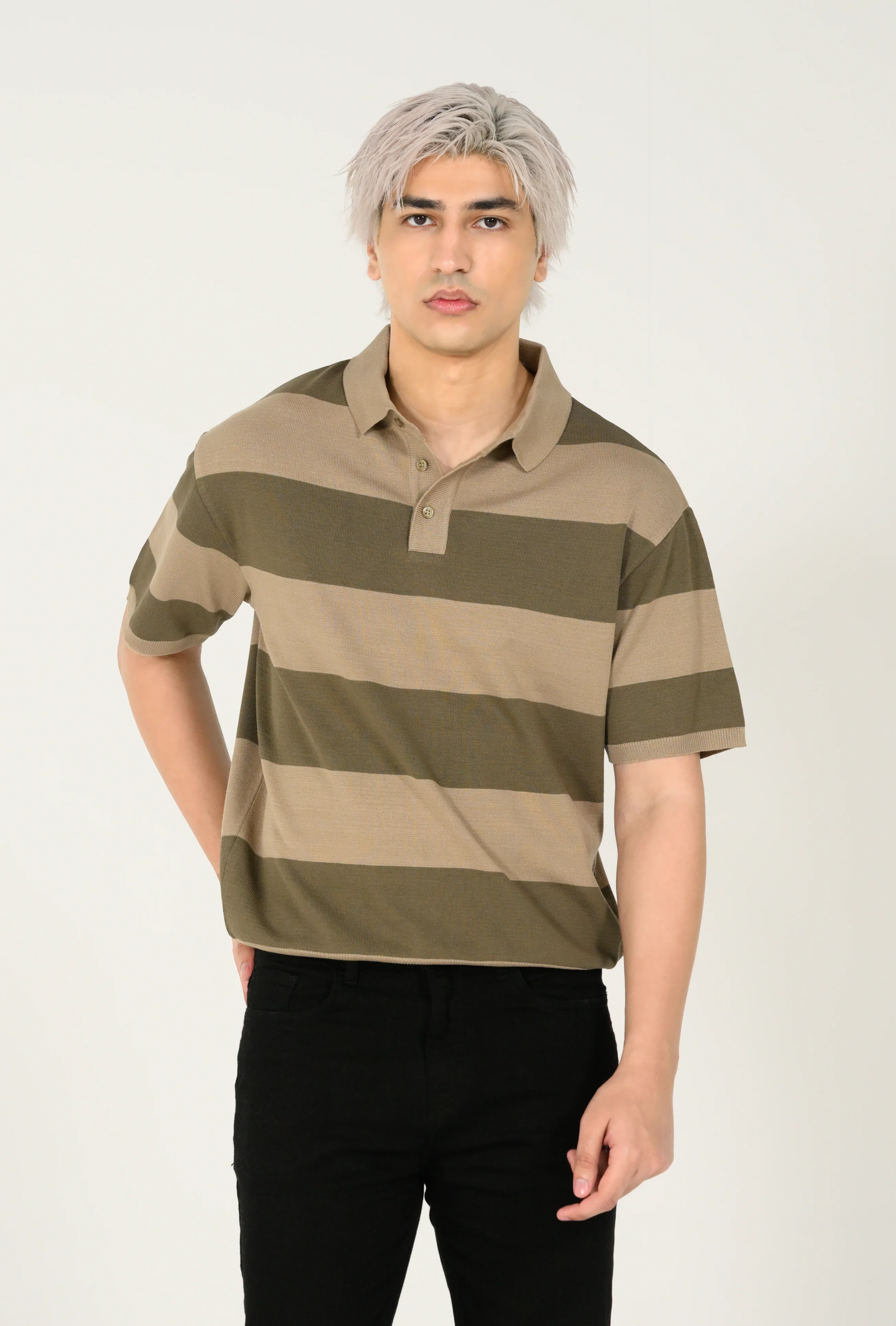 KNITTED STRIPED POLO - Image 2