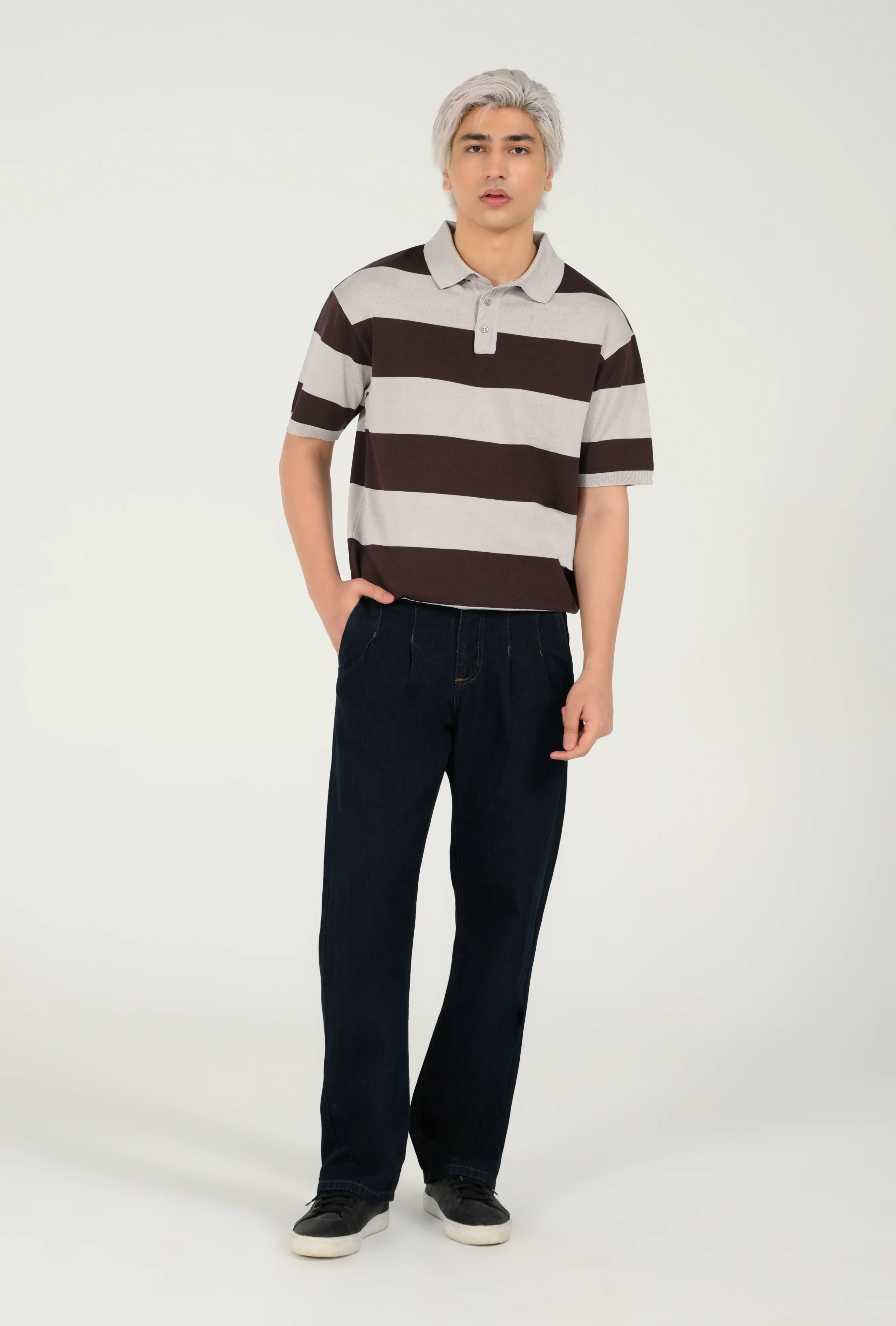 KNITTED STRIPED POLO - Image 3