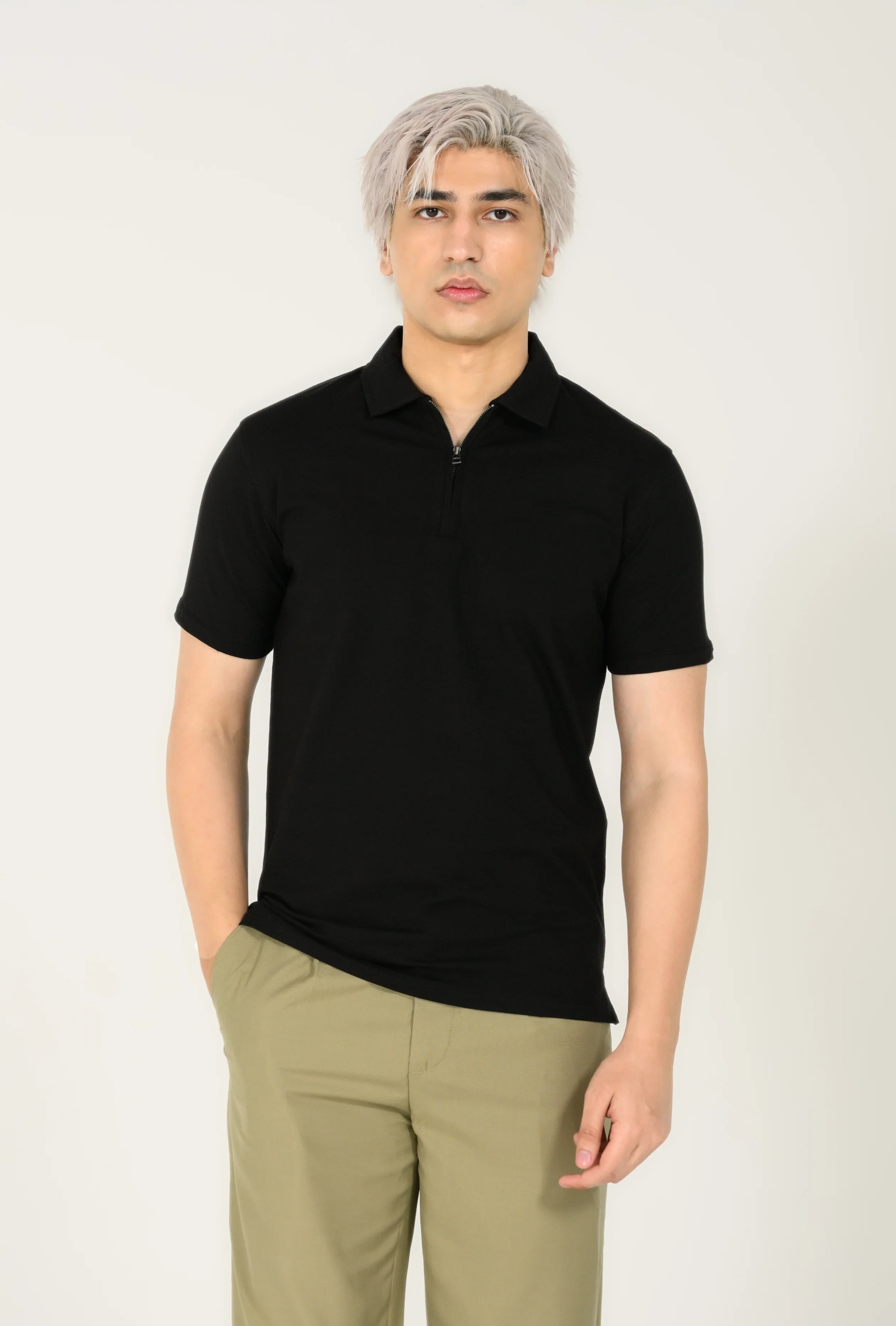 MODAL CLOUD FEEL ZIP PLACKET POLO - Image 5