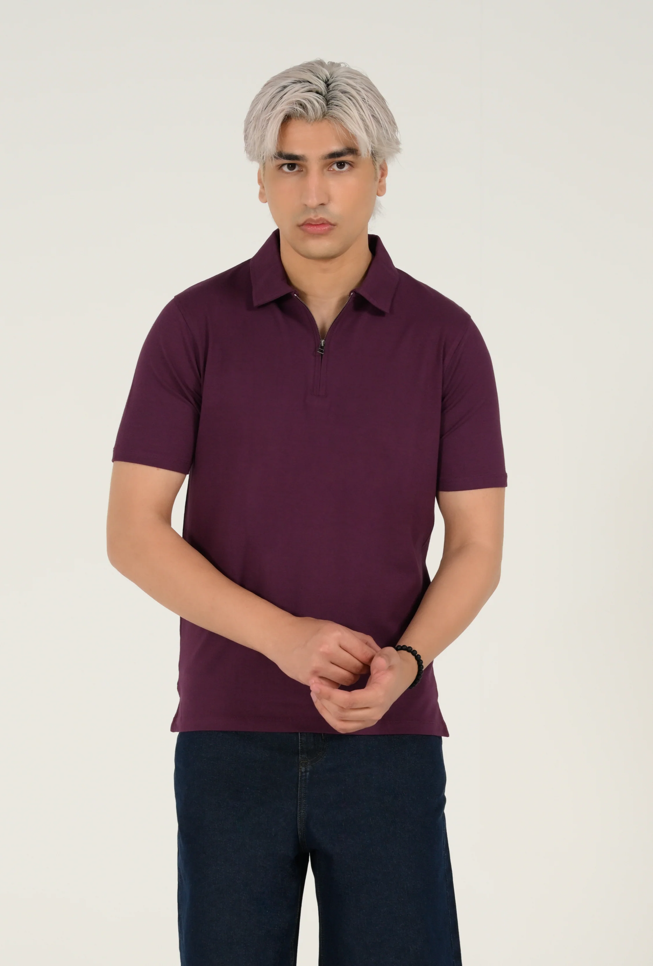 MODAL CLOUD FEEL ZIP PLACKET POLO - Image 4