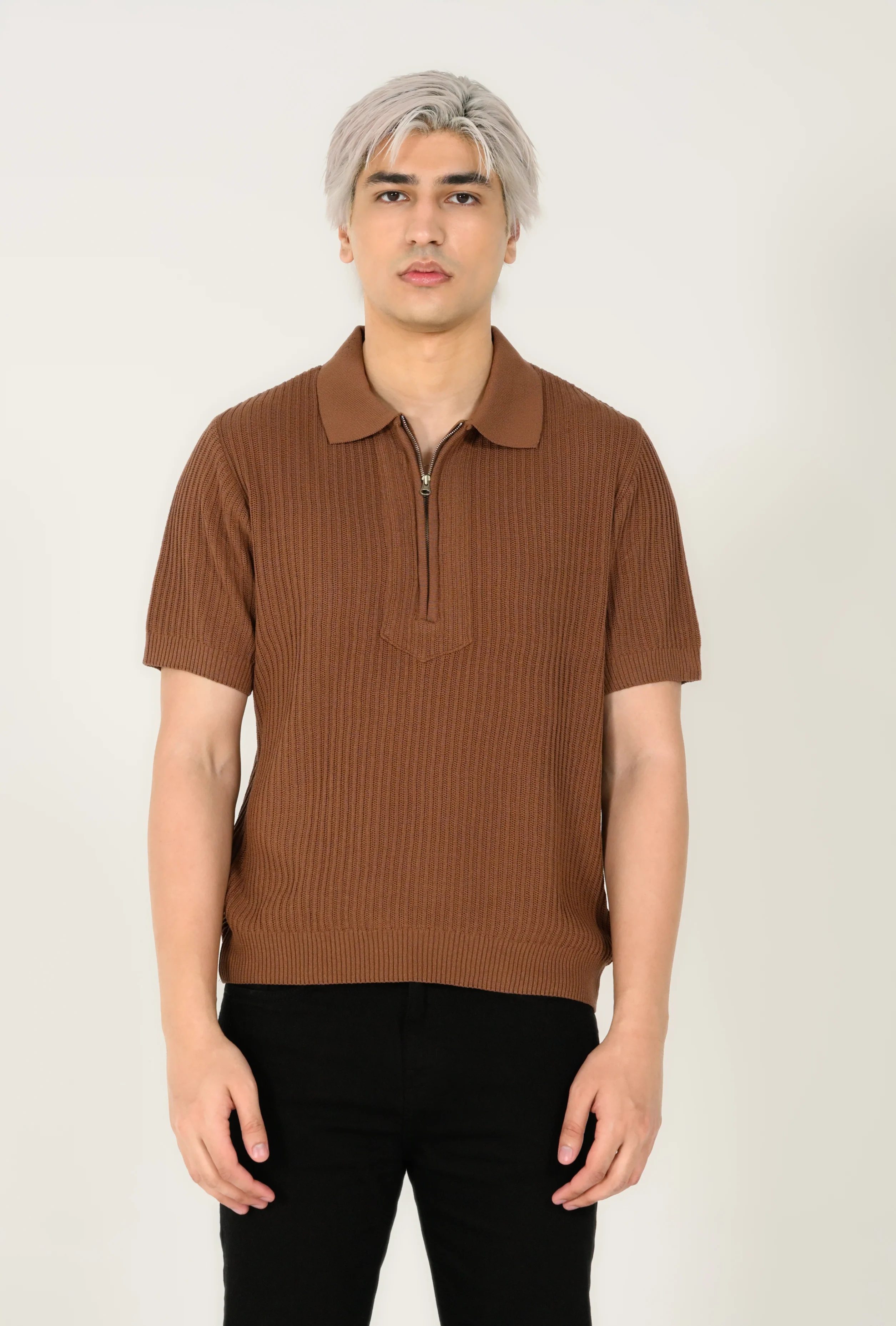 ZIP PLACKET KNITTED POLO - Image 2