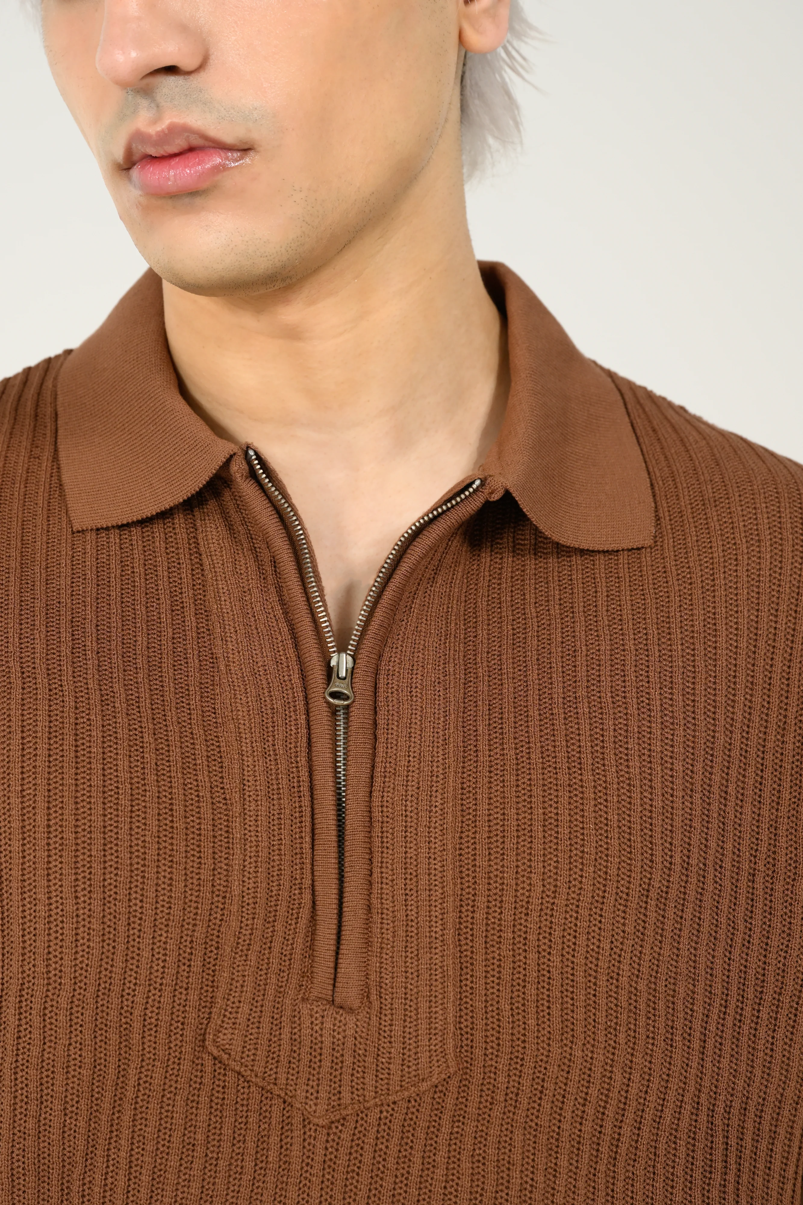 ZIP PLACKET KNITTED POLO - Image 3
