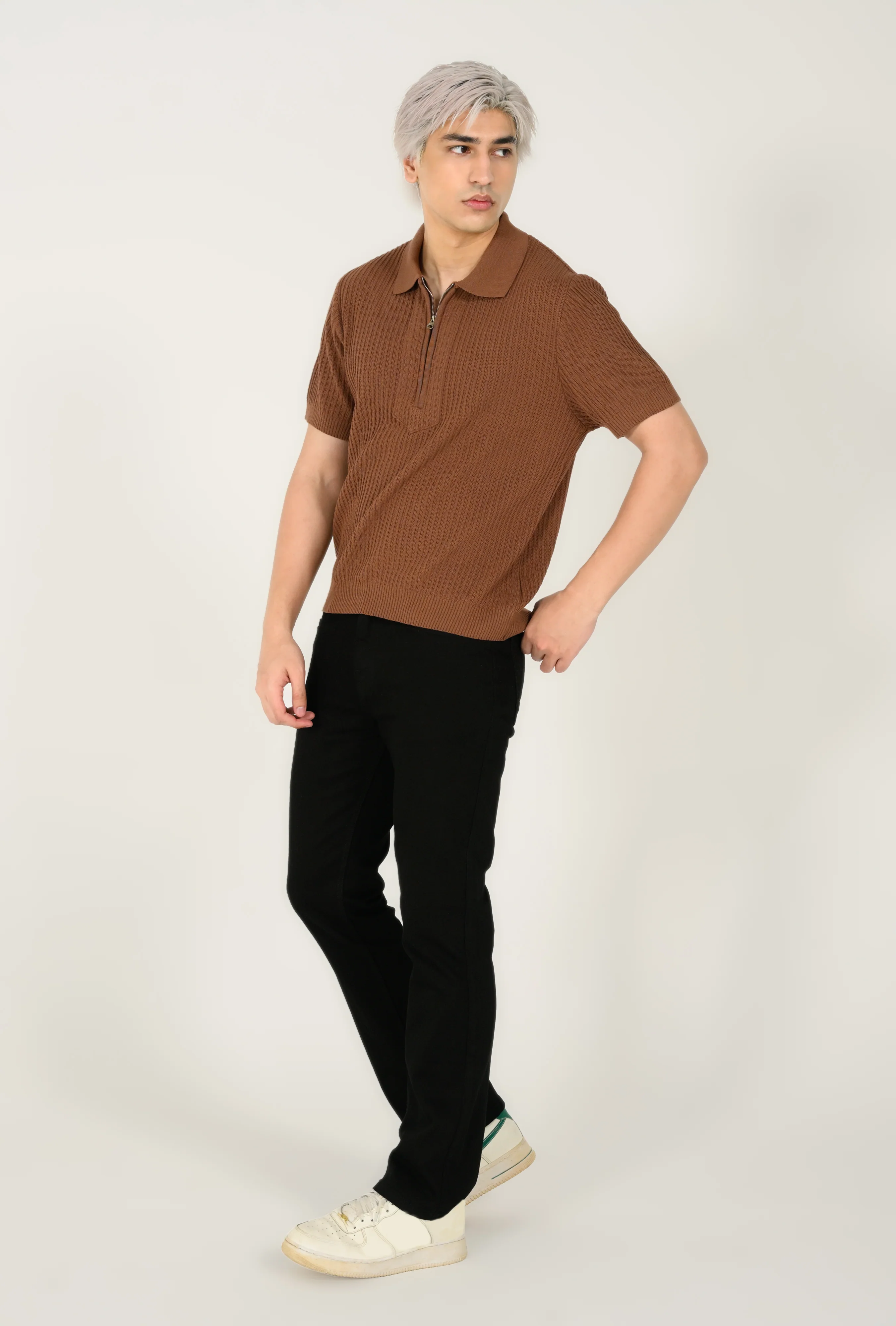 ZIP PLACKET KNITTED POLO - Image 5
