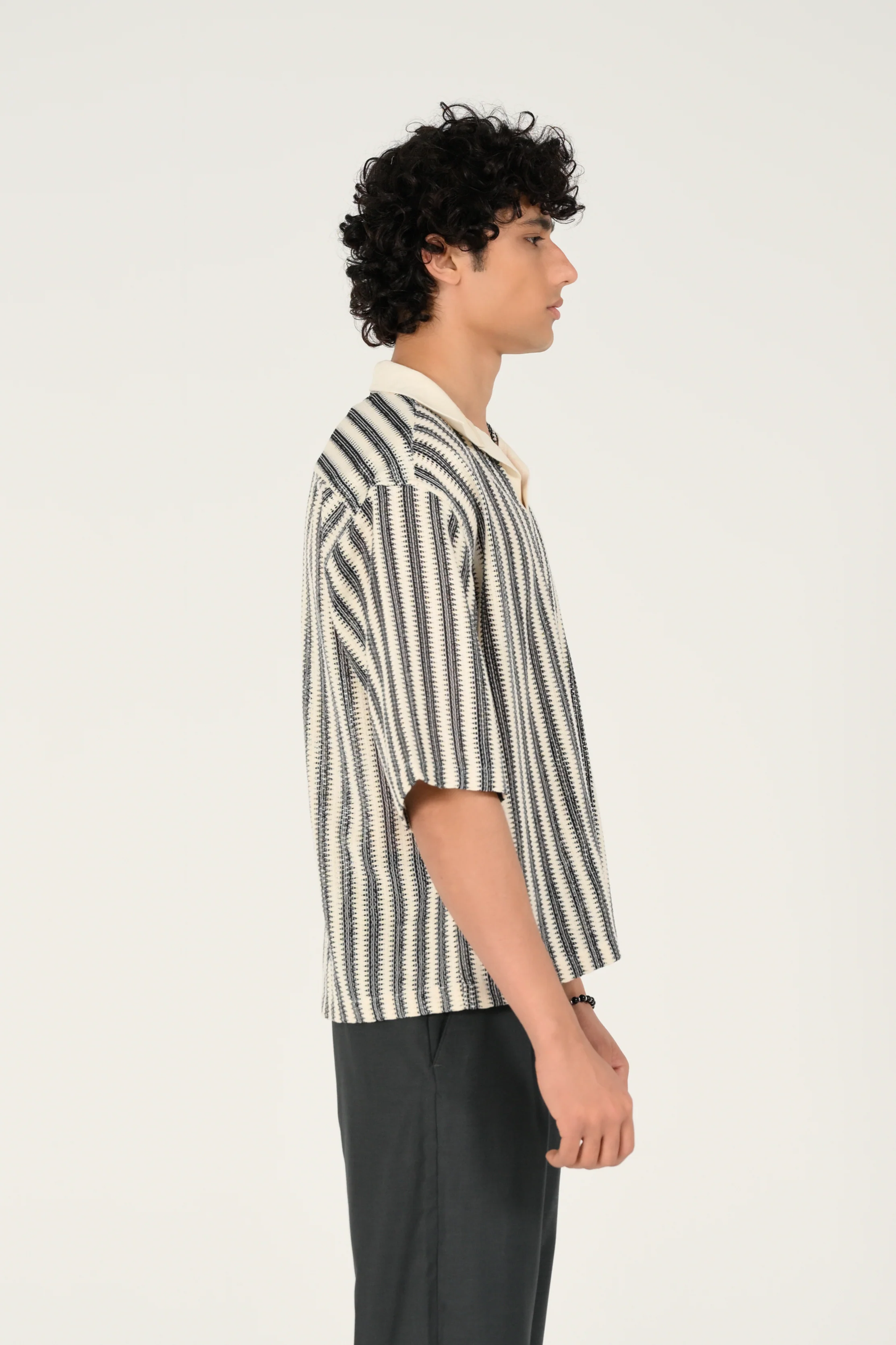 BOXY FIT JOHNNY COLLAR JACQUARD SHIRT - Image 2