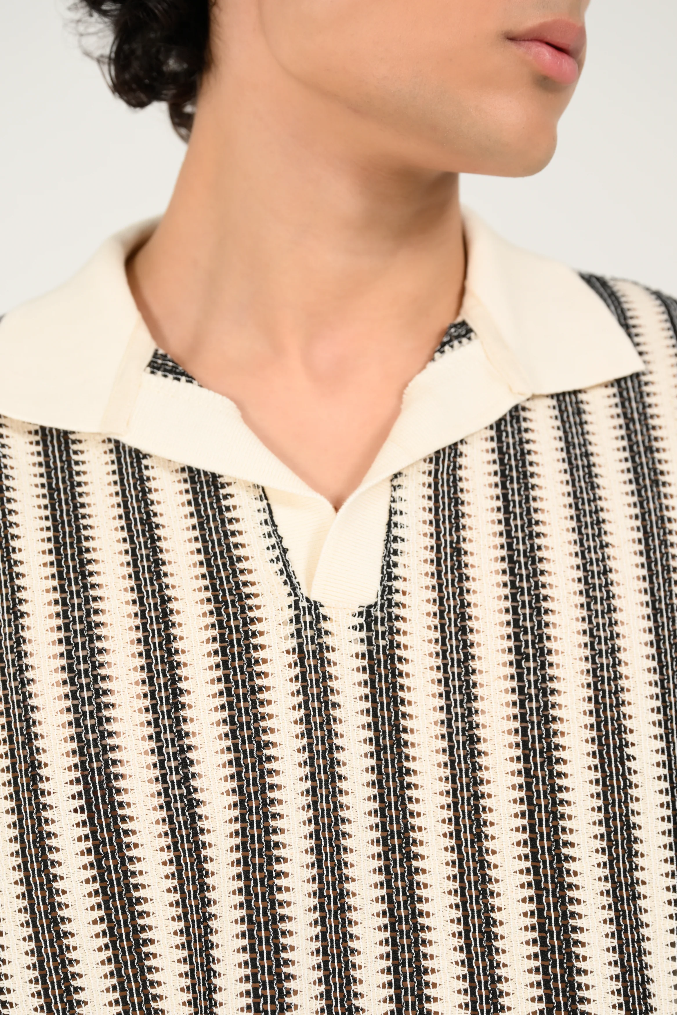 BOXY FIT JOHNNY COLLAR JACQUARD SHIRT - Image 5