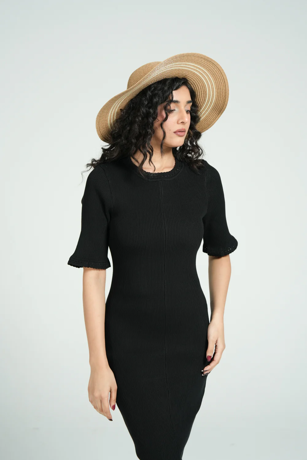 KNIT LACE DETAIL DRESS - Image 2