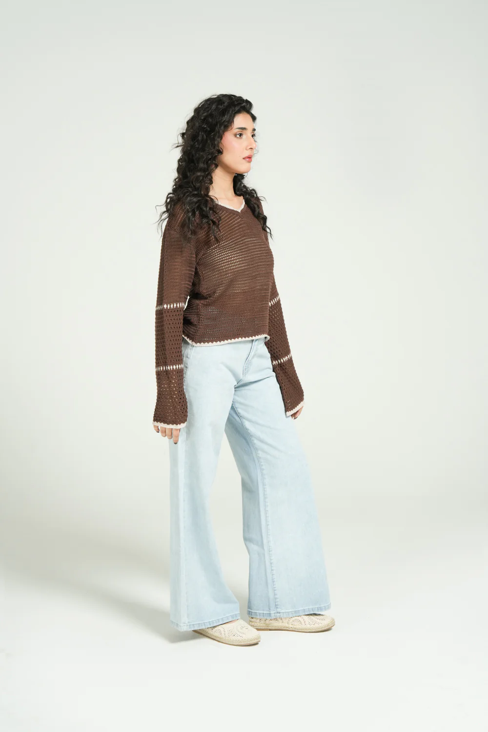 CROCHET KNIT TOP WITH BELL SLEEVES - Image 2