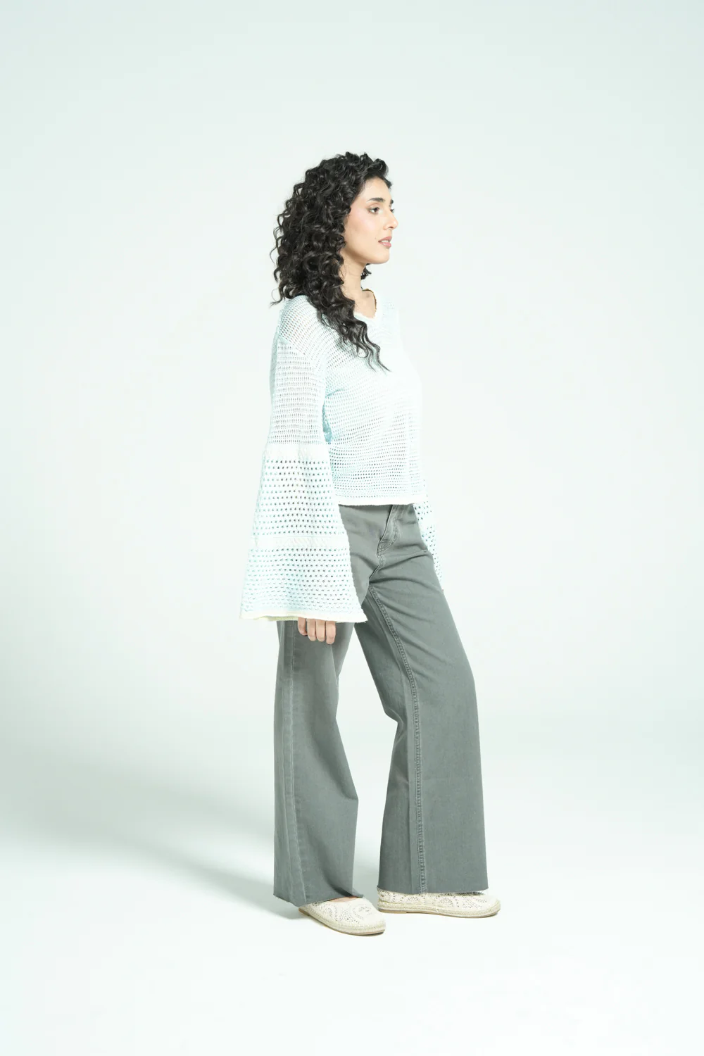 CROCHET KNIT TOP WITH BELL SLEEVES - Image 2