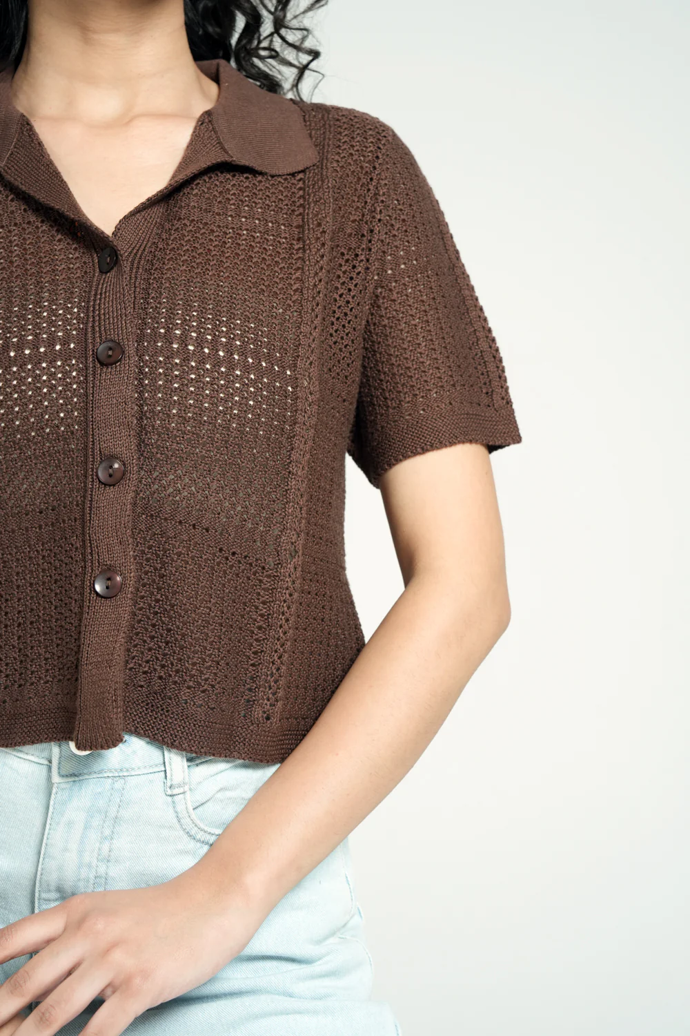 CROCHET KNIT BUTTON DOWN TOP - Image 4