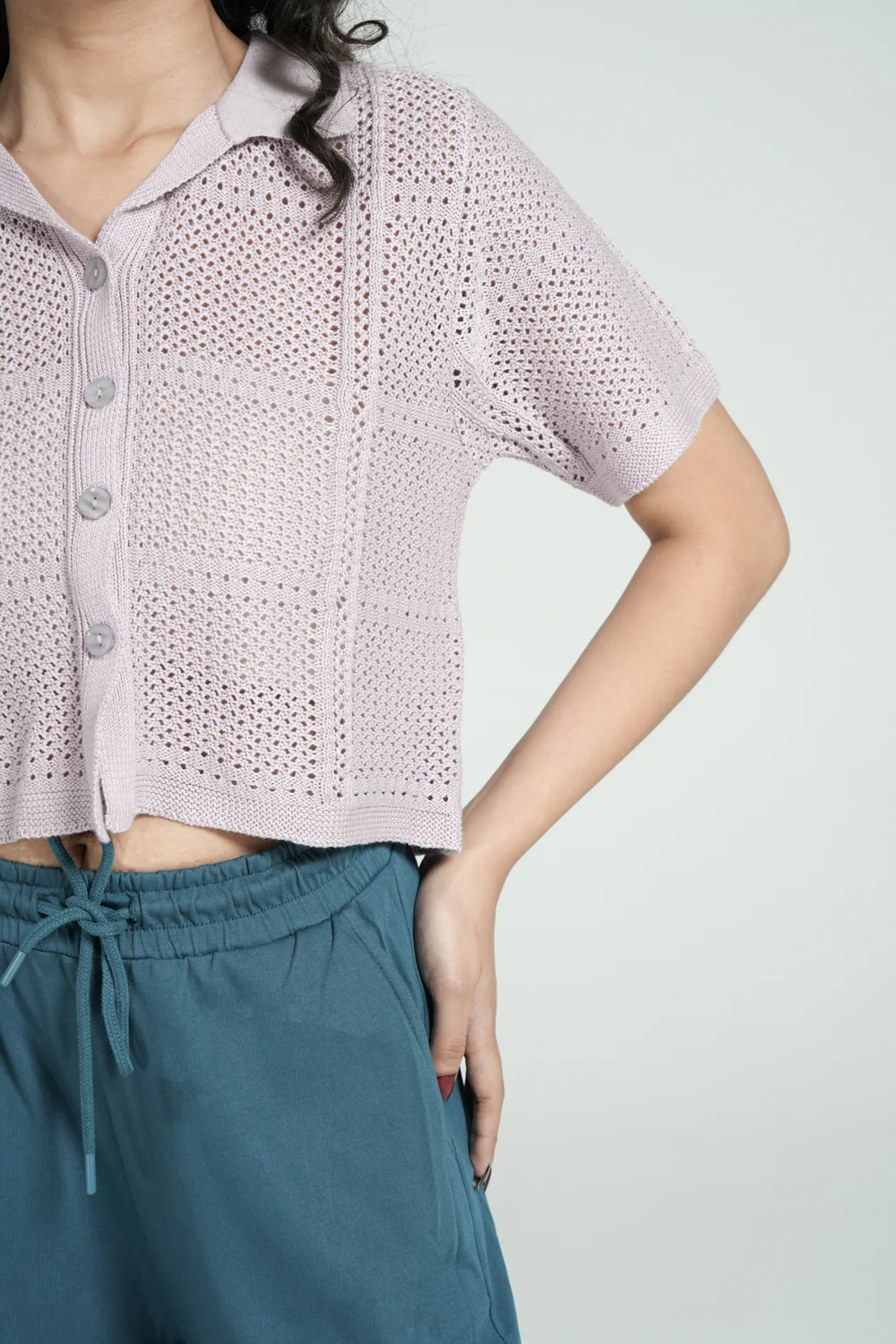 CROCHET KNIT BUTTON DOWN TOP - Image 4