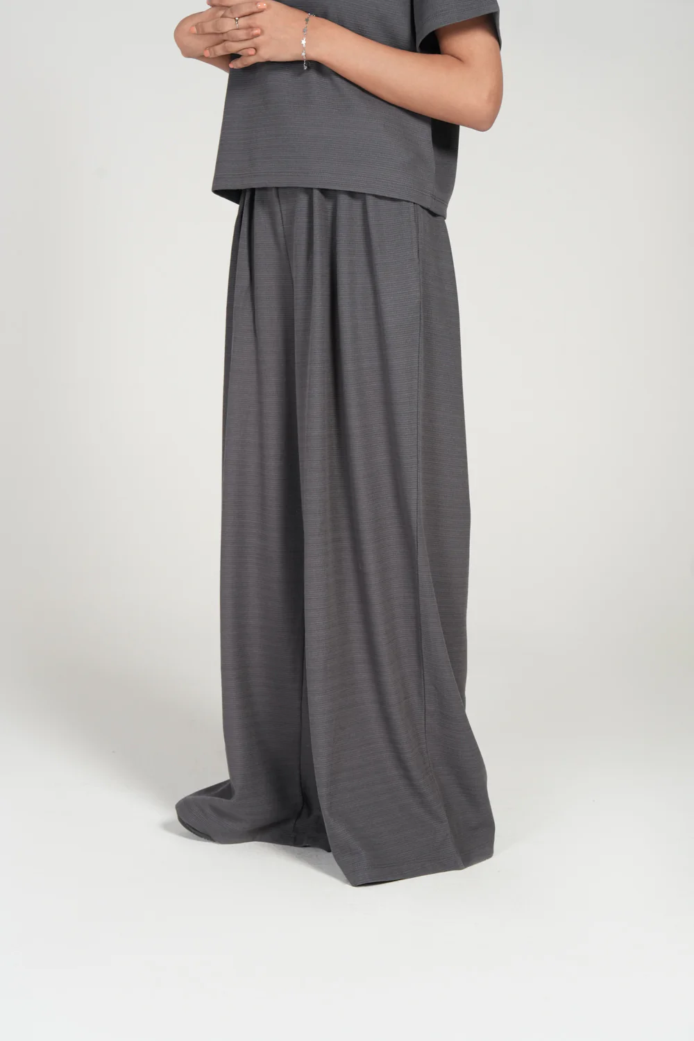 TEXTURED WIDE LEG TROUSERS - Image 2