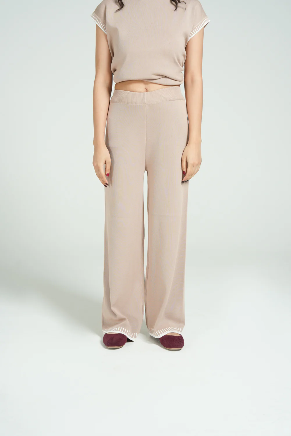 CONTRAST KNIT TROUSER