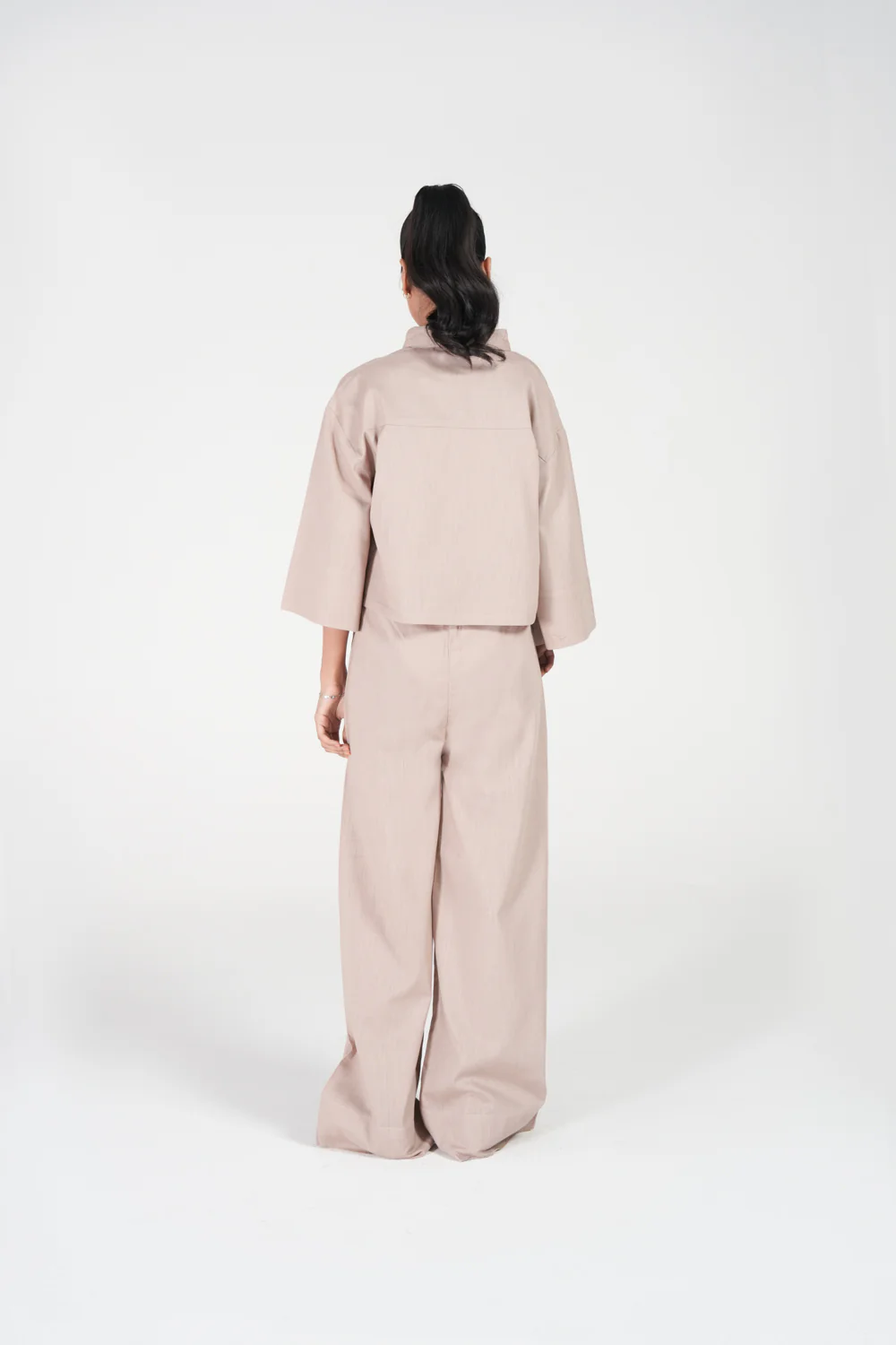 LINEN BLEND WIDE LEG TROUSERS - Image 2