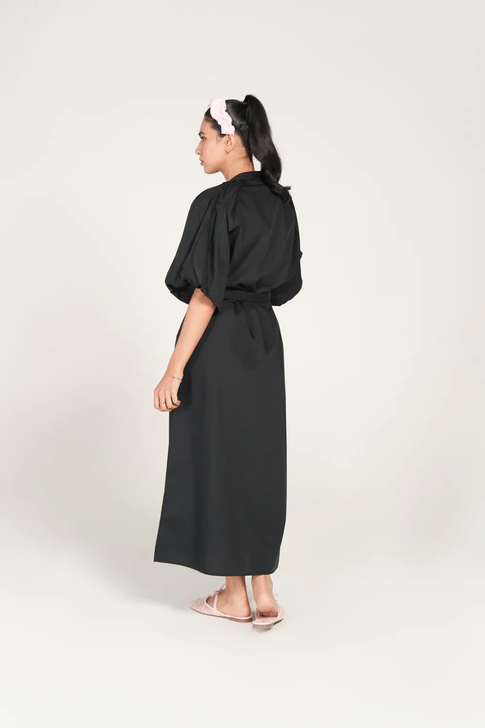 BELTED DRESS WITH PLEATED RAGLAN - Image 3