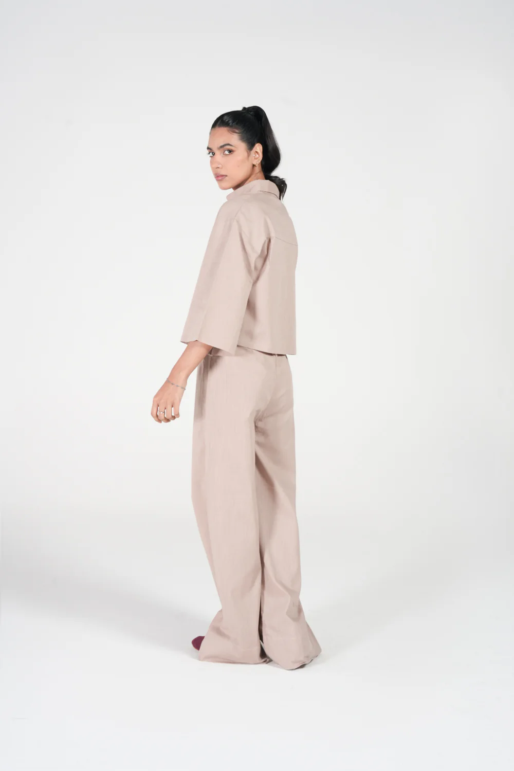 LINEN BLEND CROPPED SHIRT - Image 2