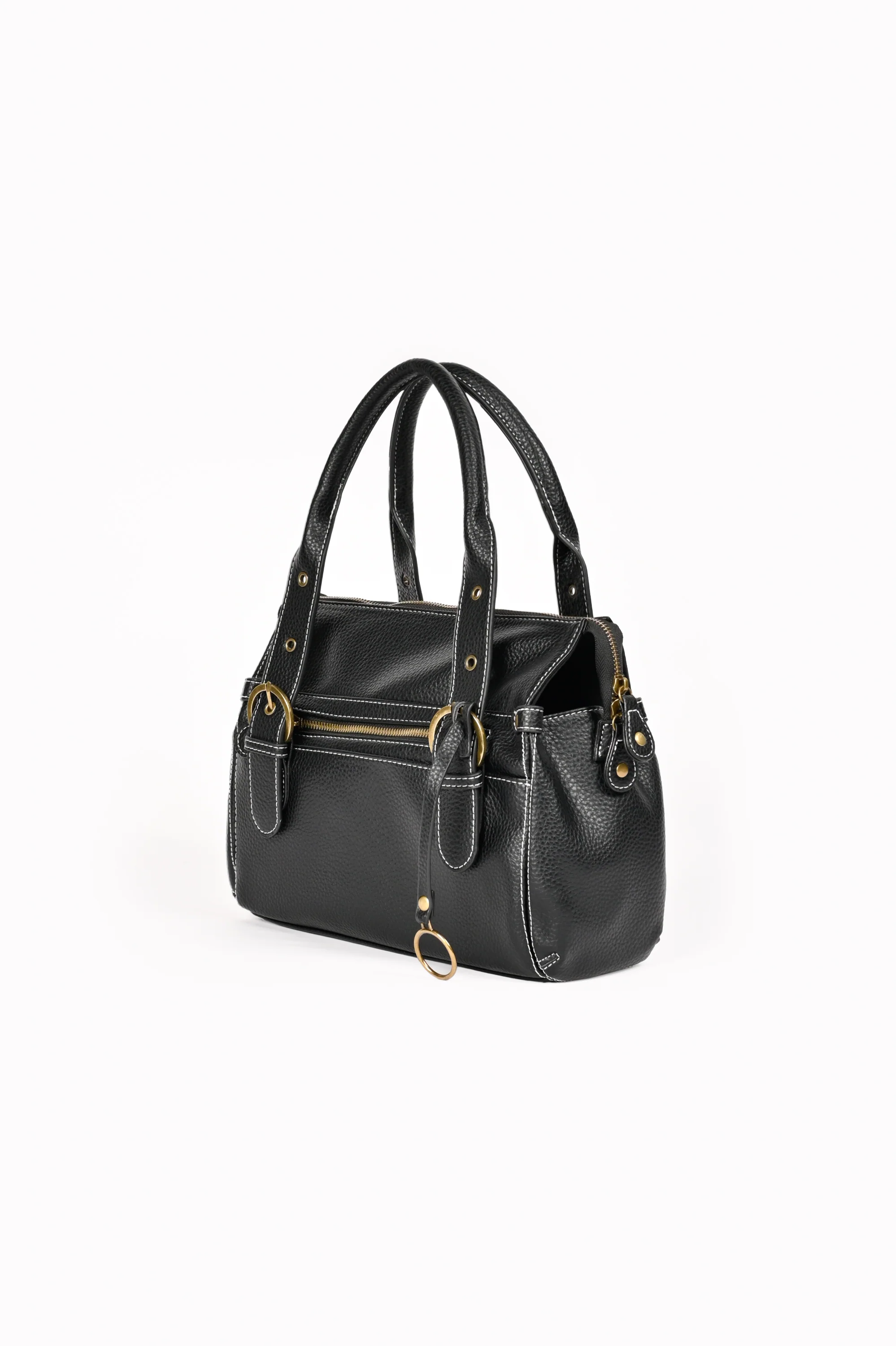 TEXTURED BUCKLE HAND BAG - Image 3