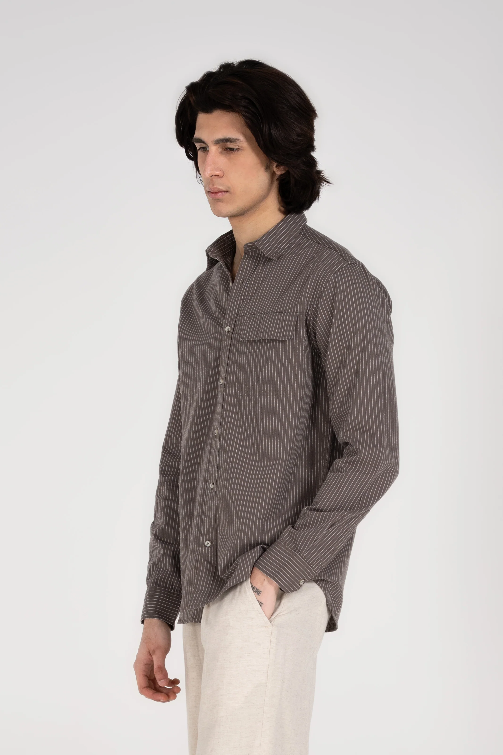 BUTTON DOWN DOBBY STRIPED SHIRT - Image 2