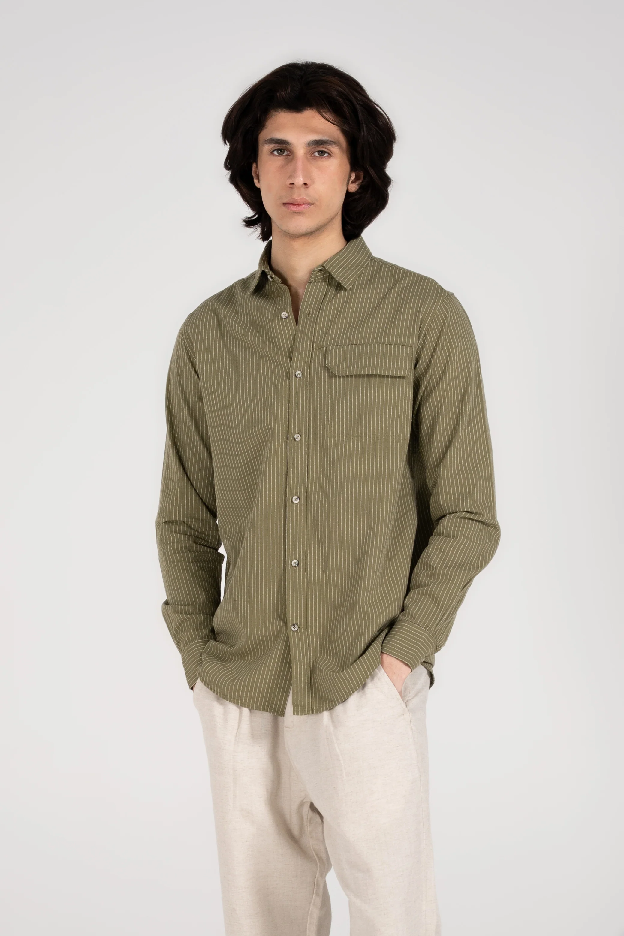 BUTTON DOWN DOBBY STRIPED SHIRT - Image 3