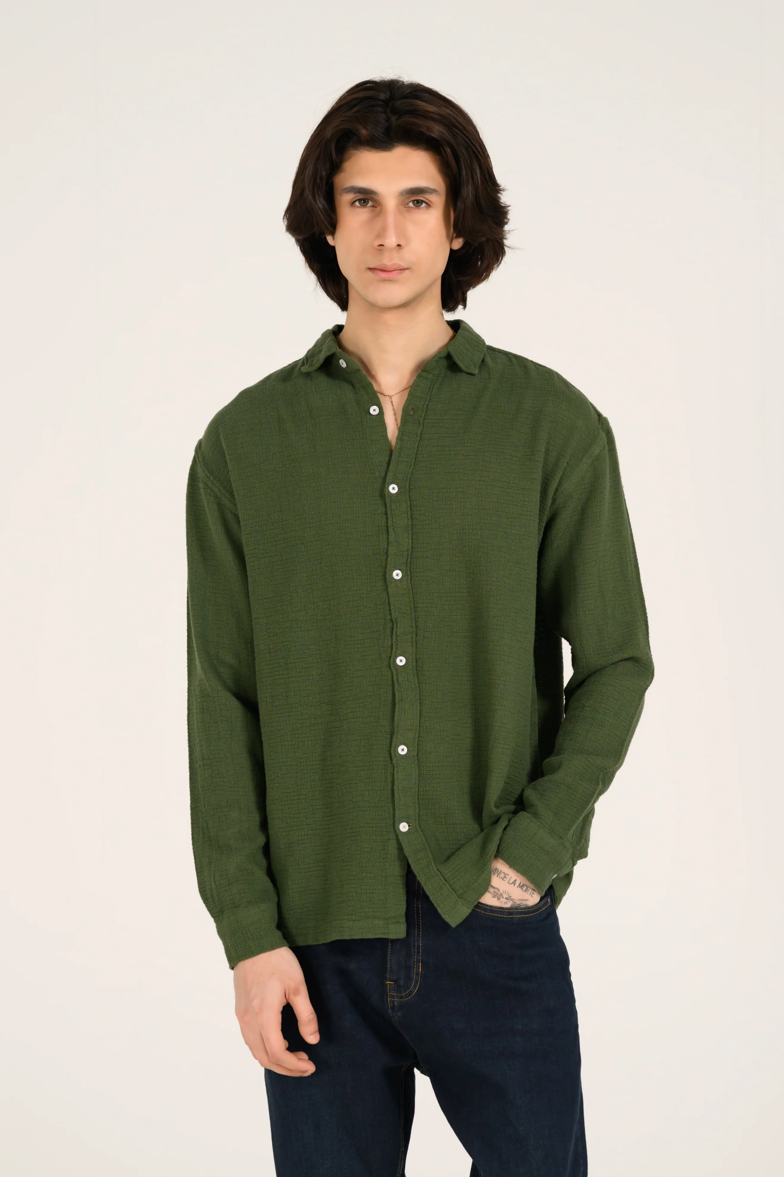 RELAXED FIT DOBBY SHIRT - Image 4