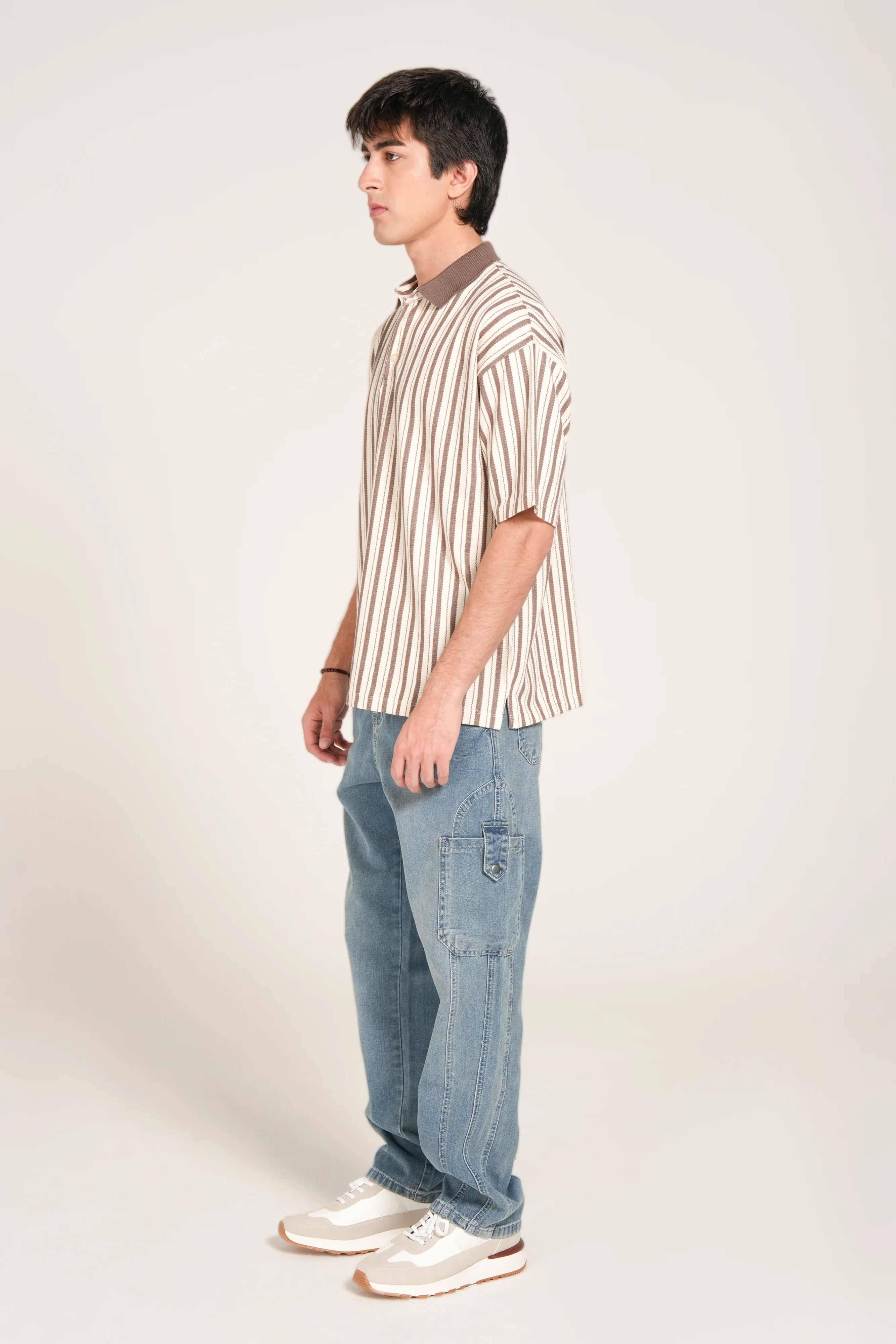 RELAXED FIT TEXTURED STRIPED POLO - Image 2