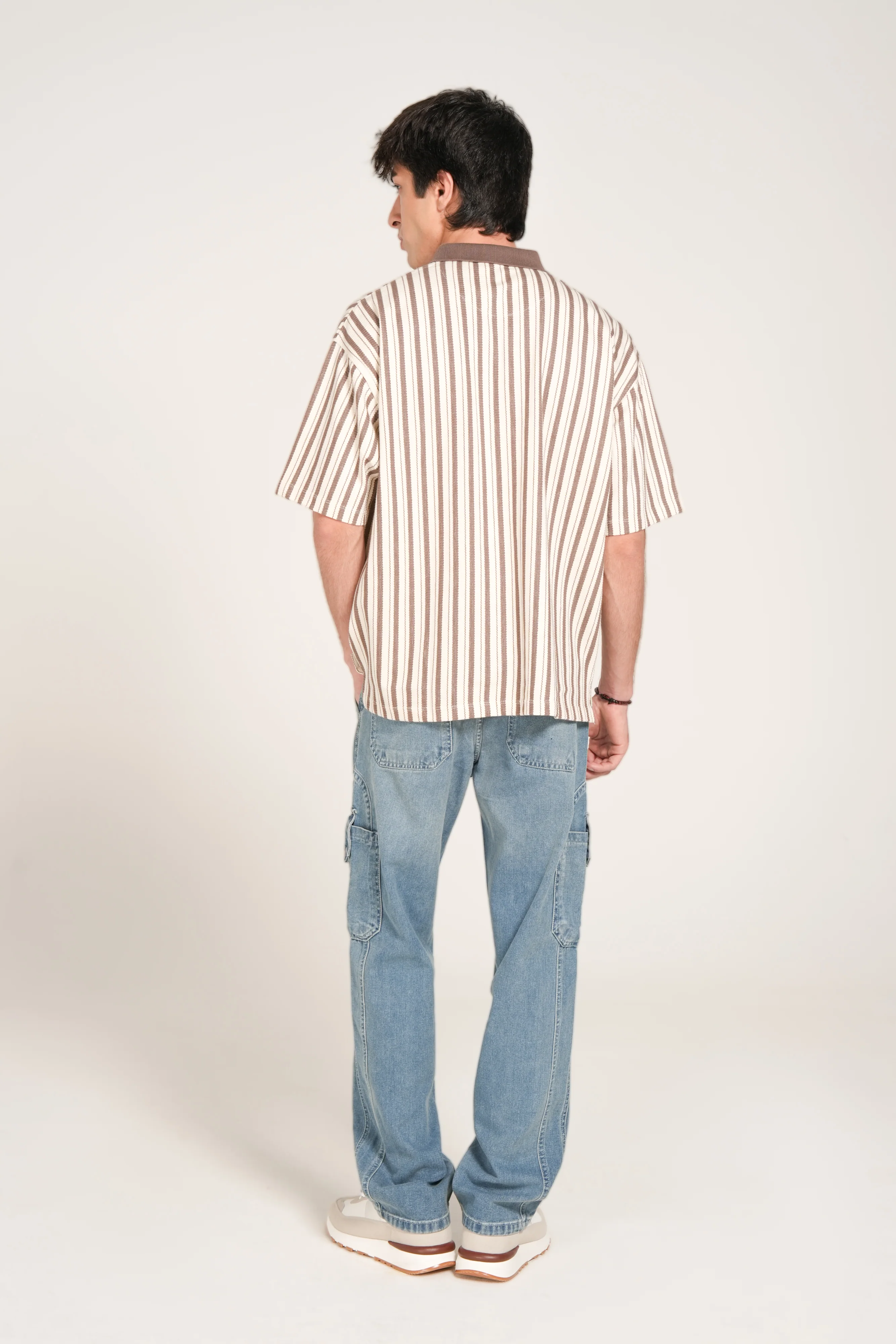 RELAXED FIT TEXTURED STRIPED POLO - Image 3