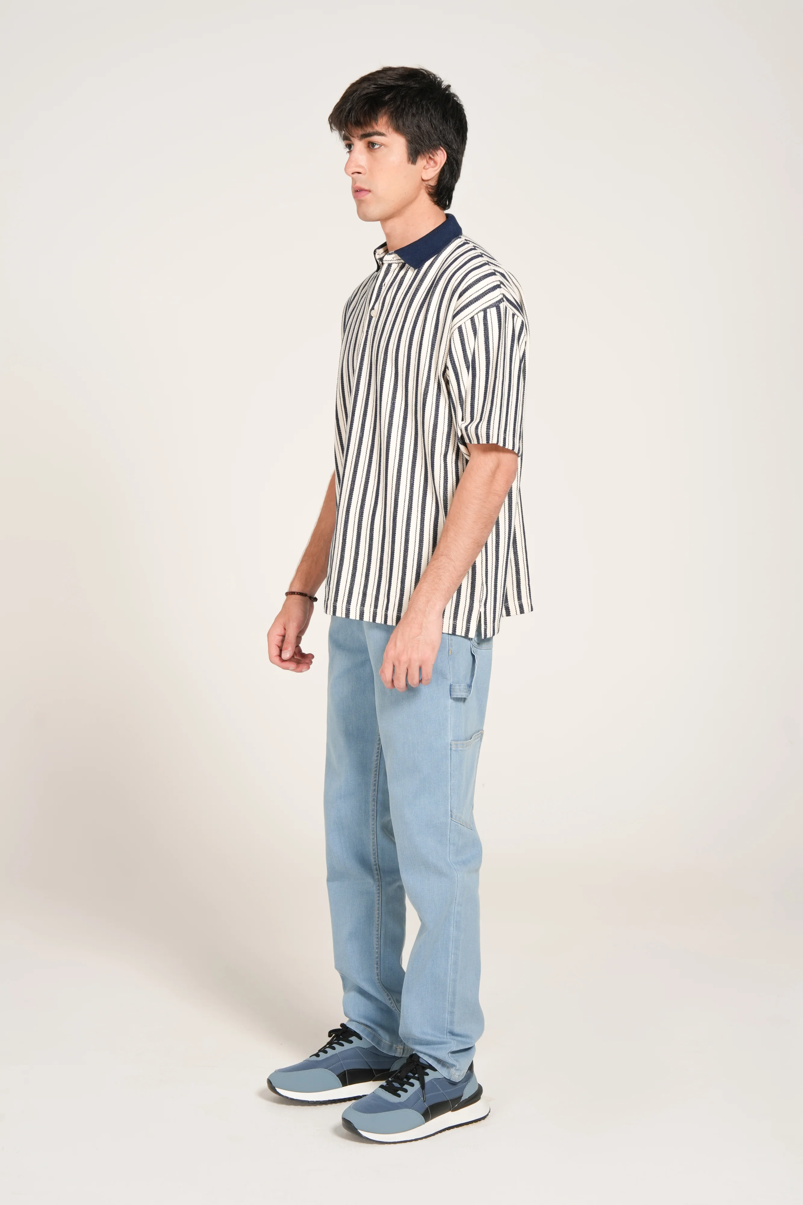 RELAXED FIT TEXTURED STRIPED POLO - Image 2