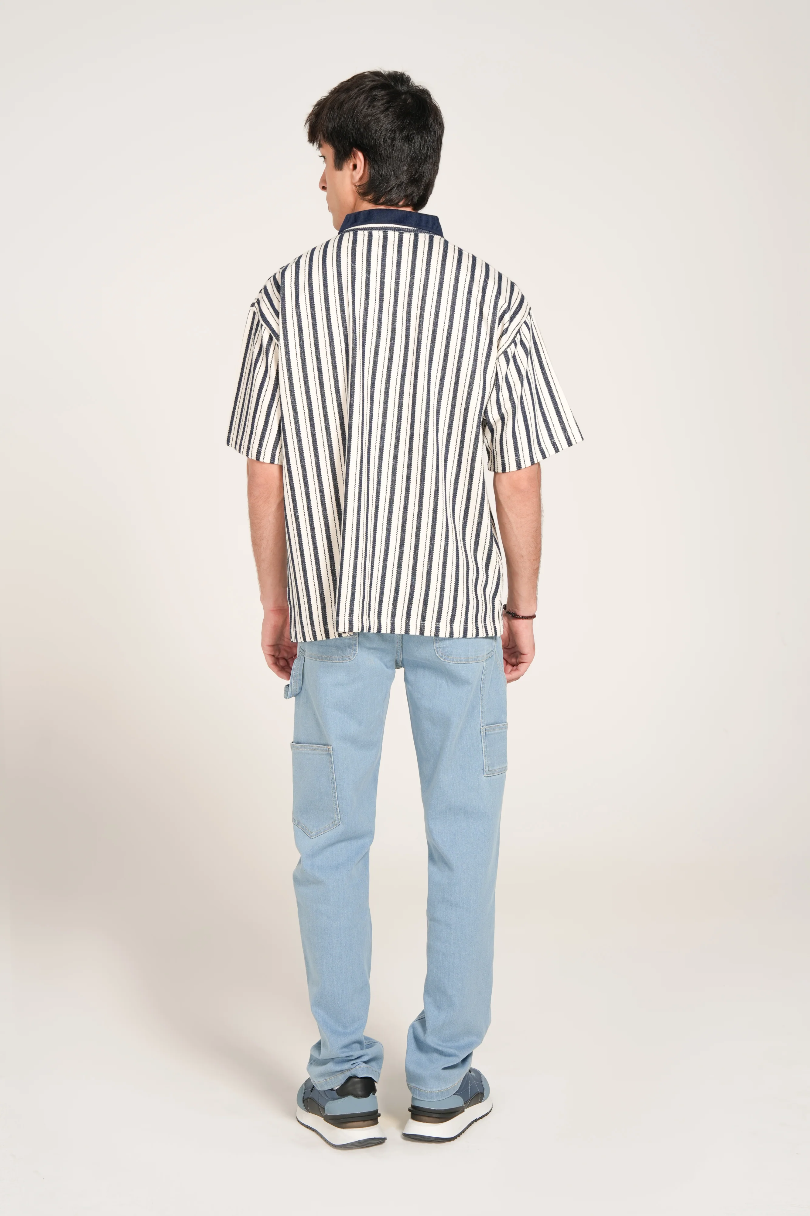 RELAXED FIT TEXTURED STRIPED POLO - Image 3