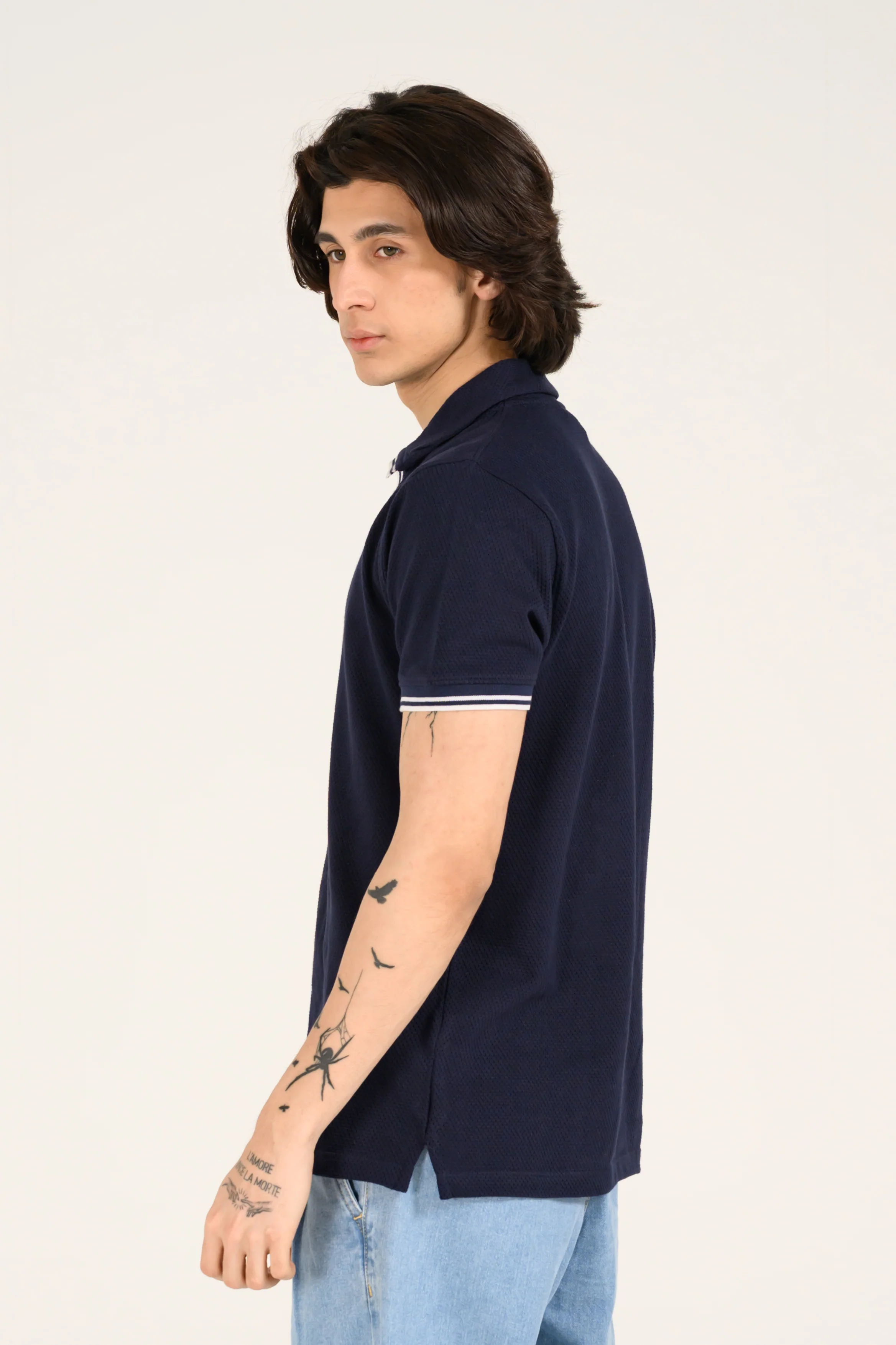 MESH POLO WITH TIPPING RIB PLACKET - Image 2