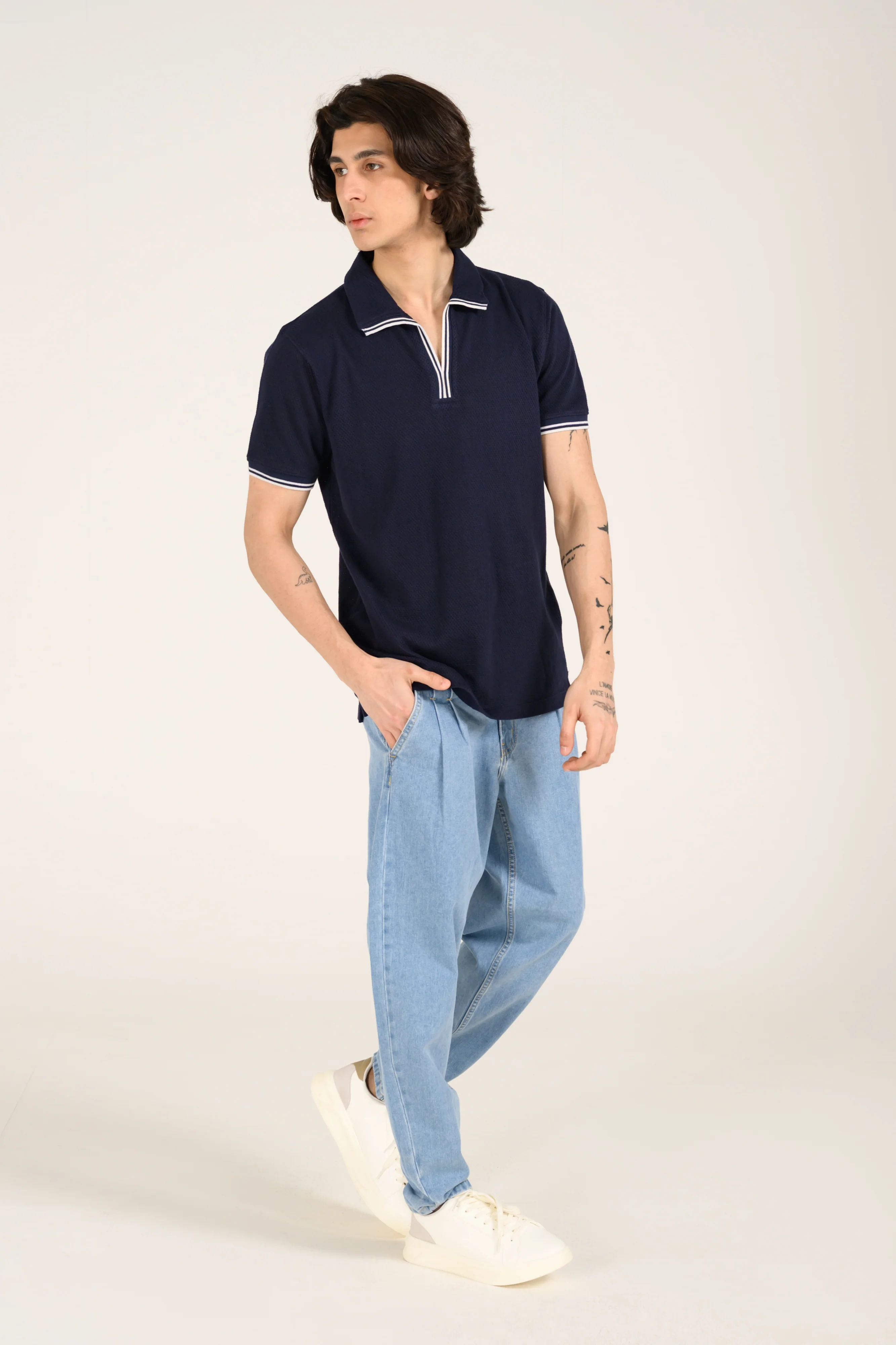 MESH POLO WITH TIPPING RIB PLACKET - Image 4