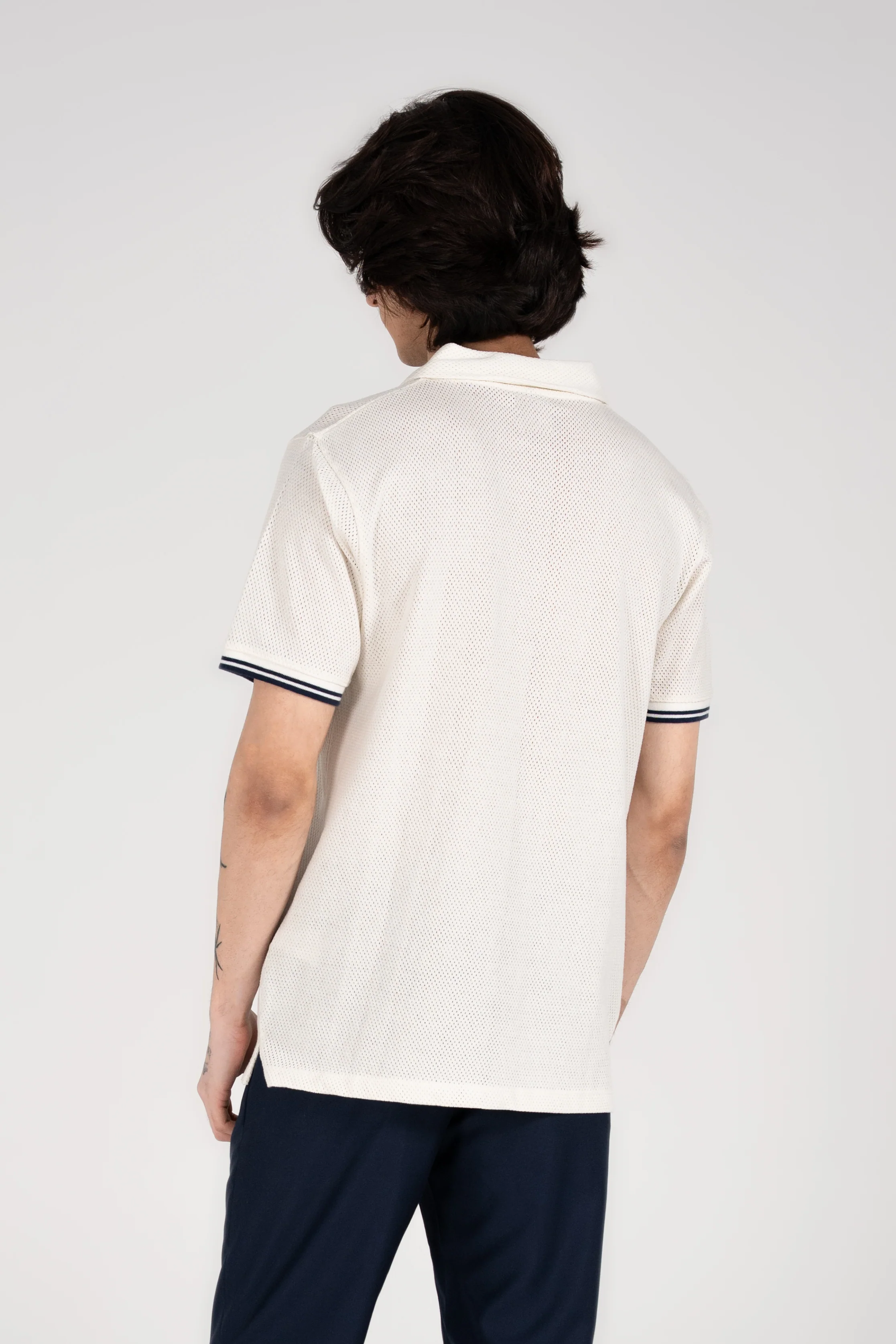 MESH POLO WITH TIPPING RIB PLACKET - Image 3