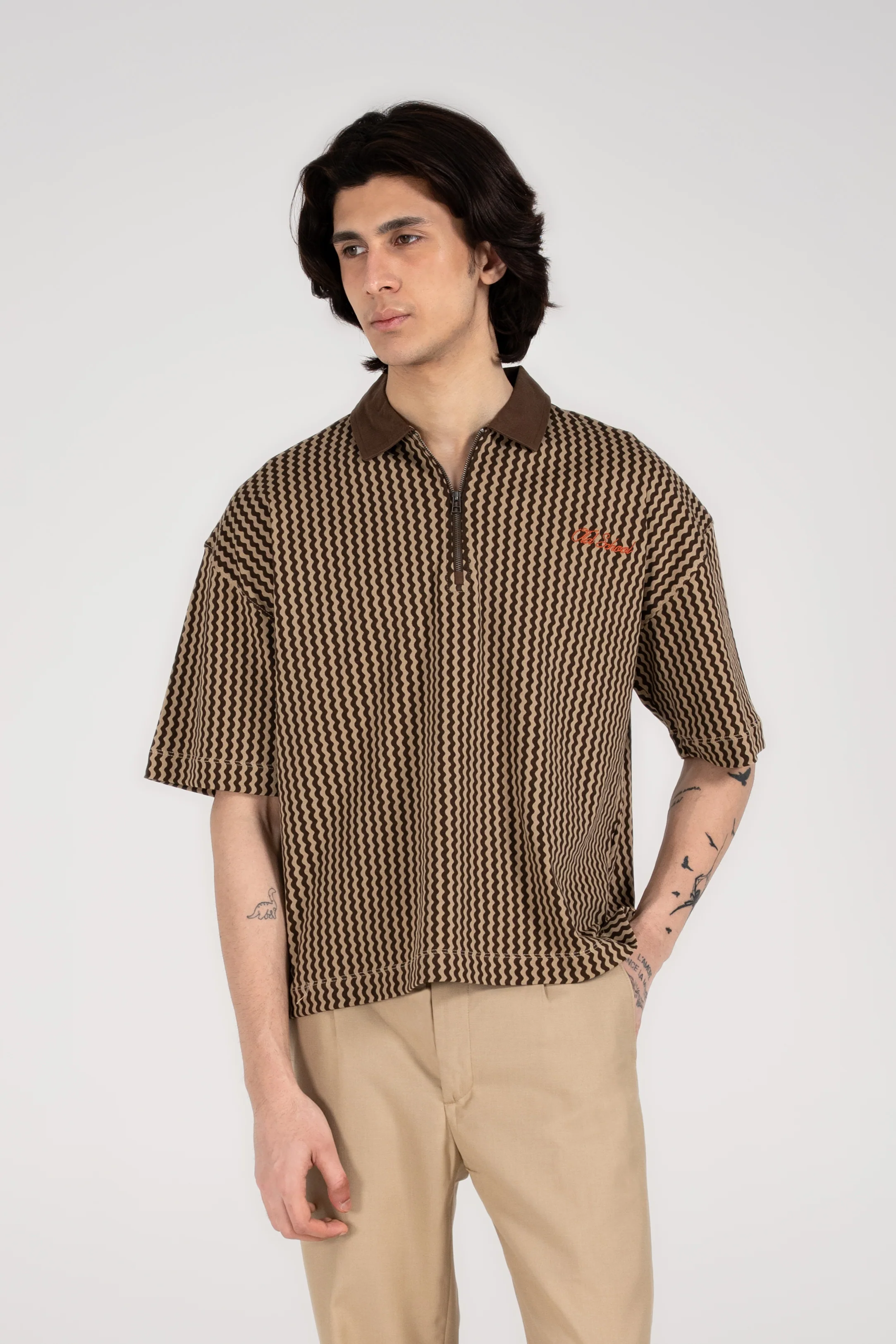 BOXY FIT ZIP PLACKET PRINTED POLO - Image 5