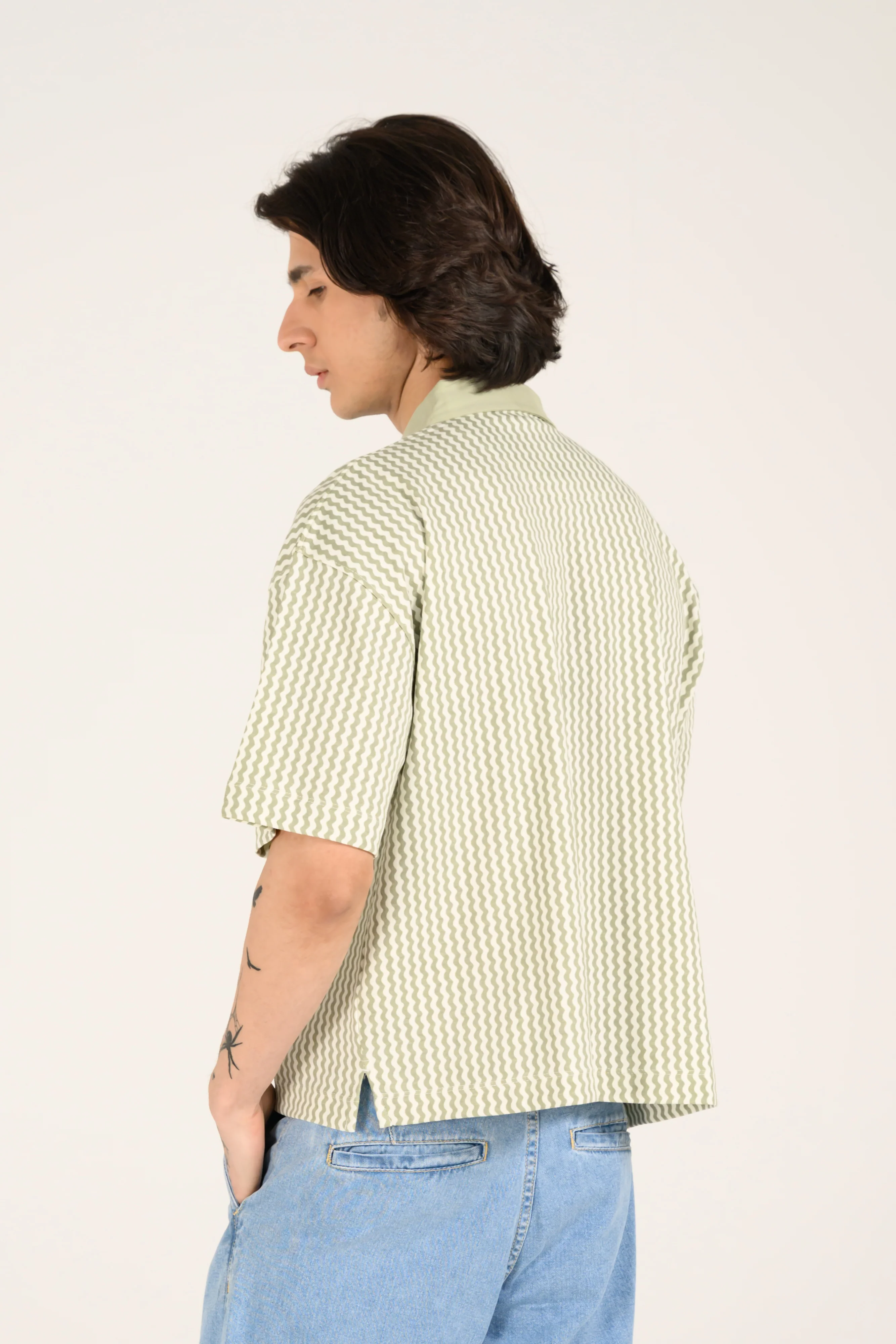 BOXY FIT ZIP PLACKET PRINTED POLO - Image 3