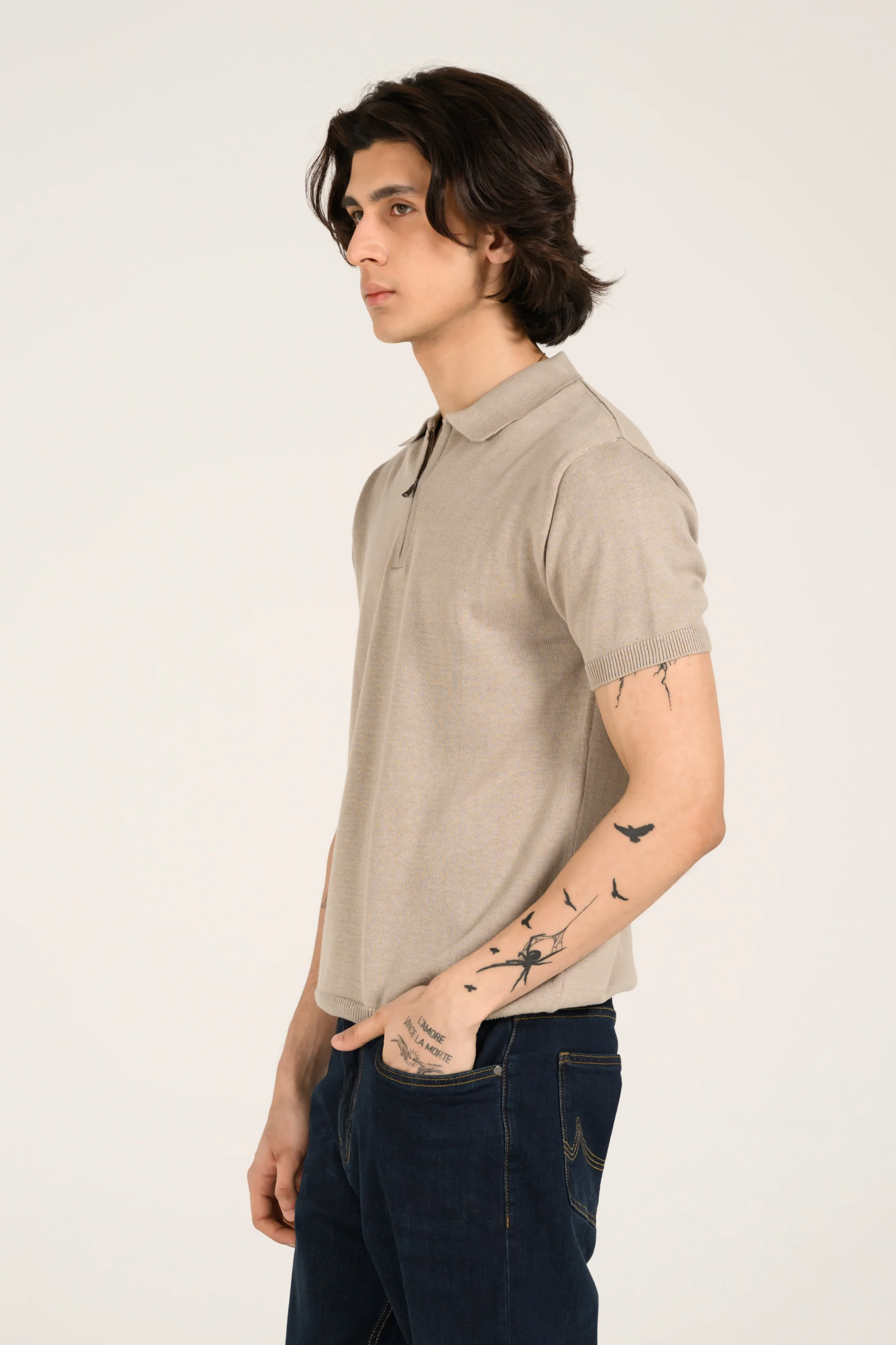 ZIP PLACKET KNITTED POLO - Image 2