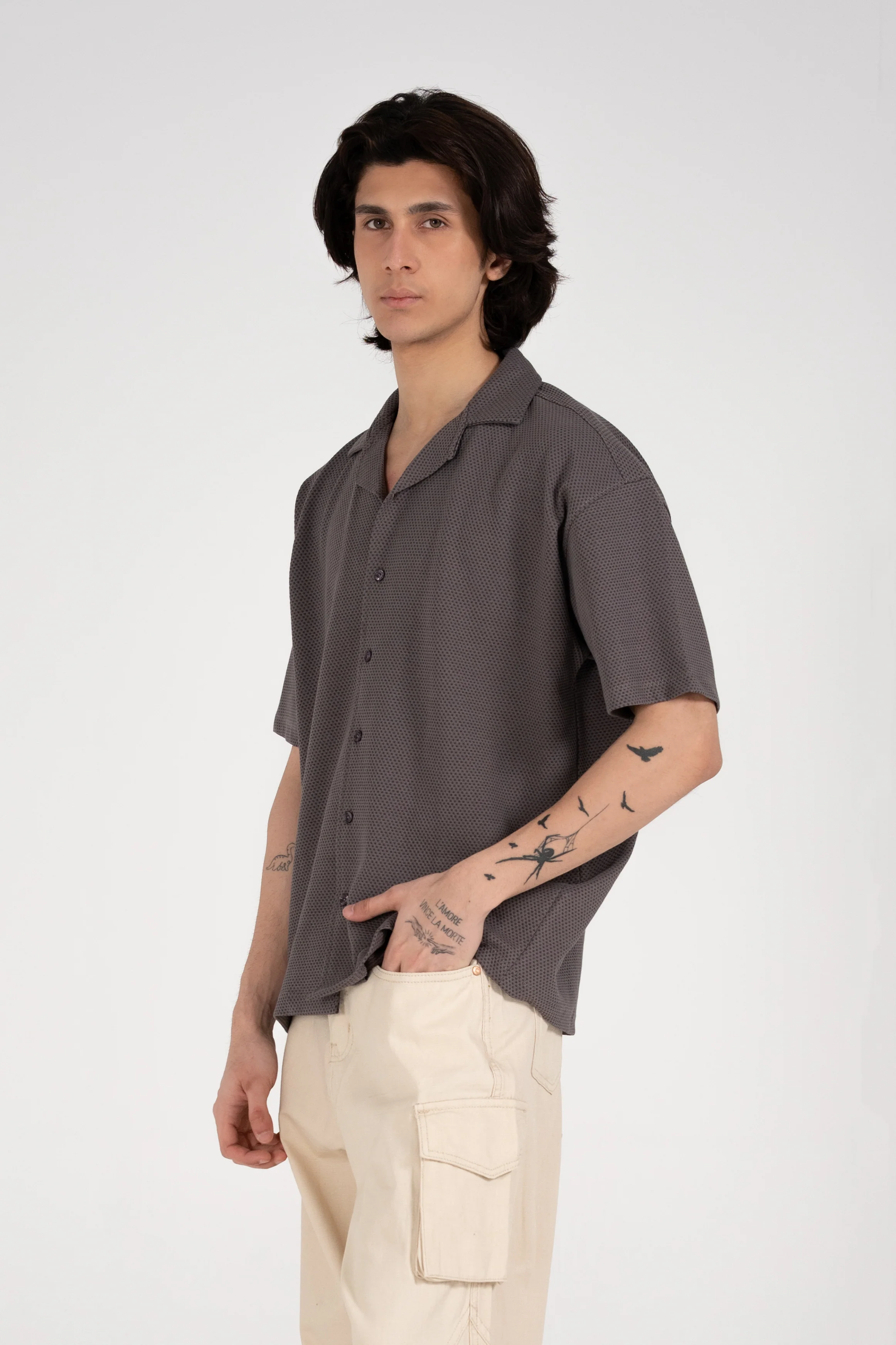 BAGGY FIT BUTTON DOWN TEXTURED POLO - Image 2