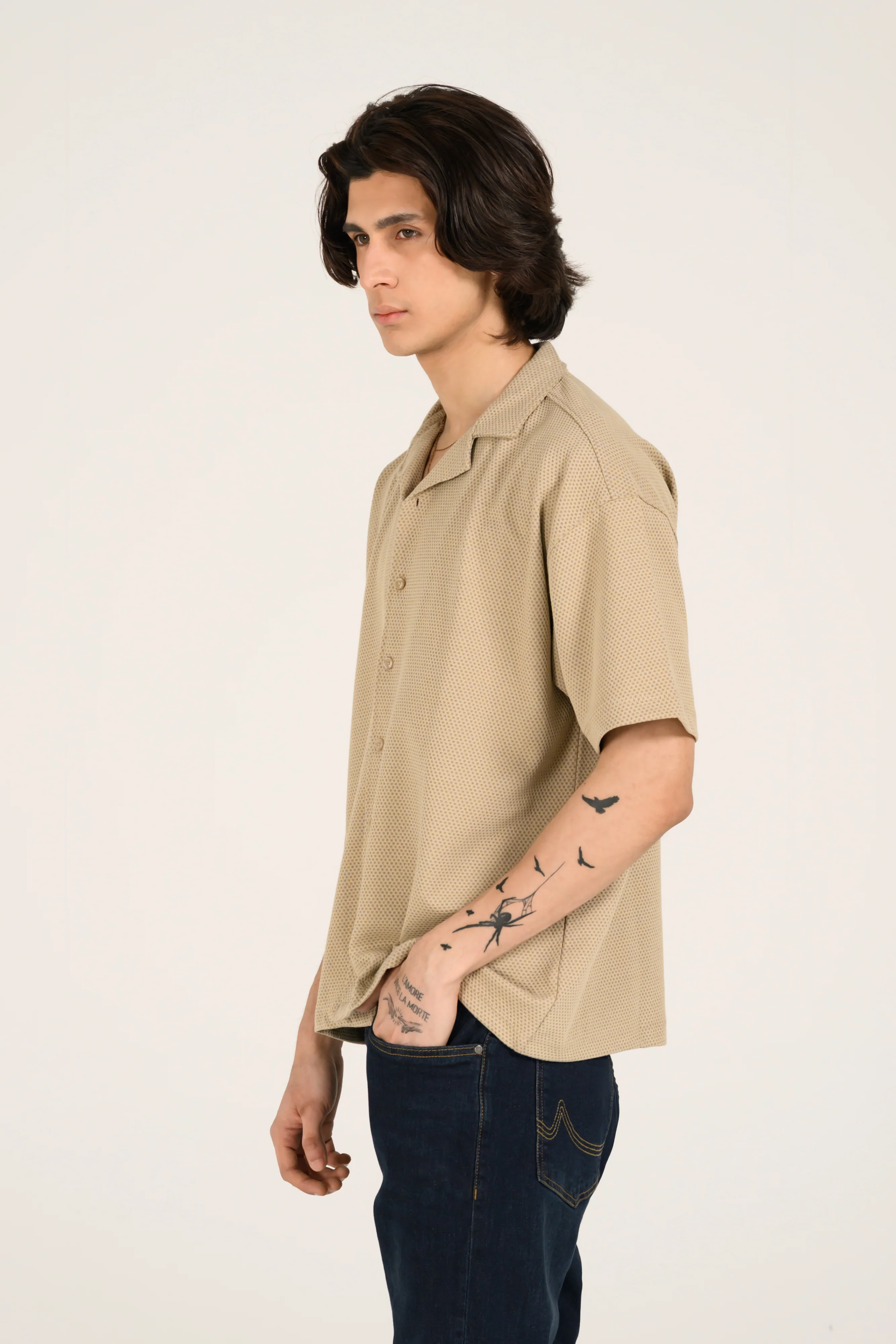 BAGGY FIT BUTTON DOWN TEXTURED POLO - Image 3