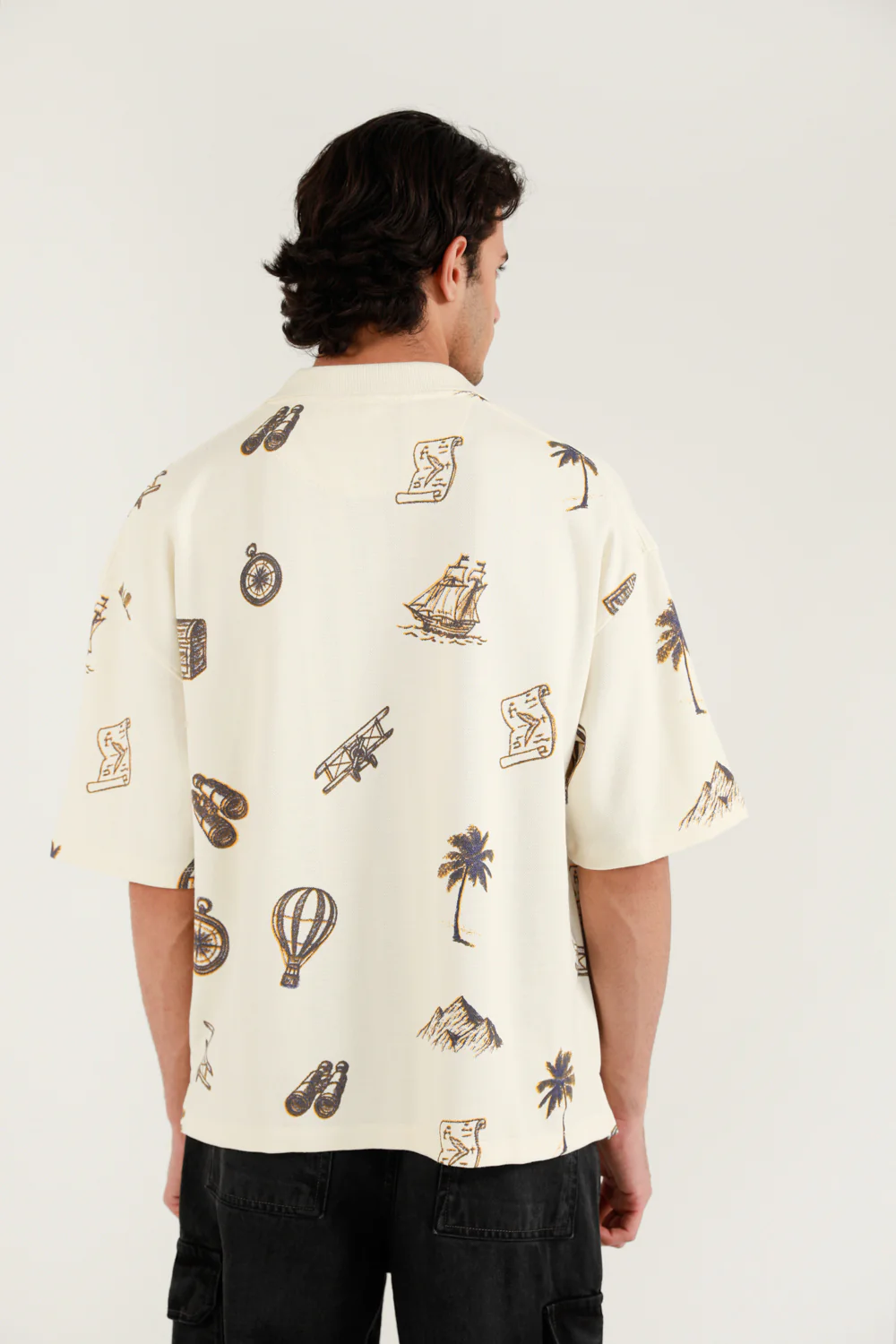 BOXY FIT TEXTURED PRINTED POLO - Image 2