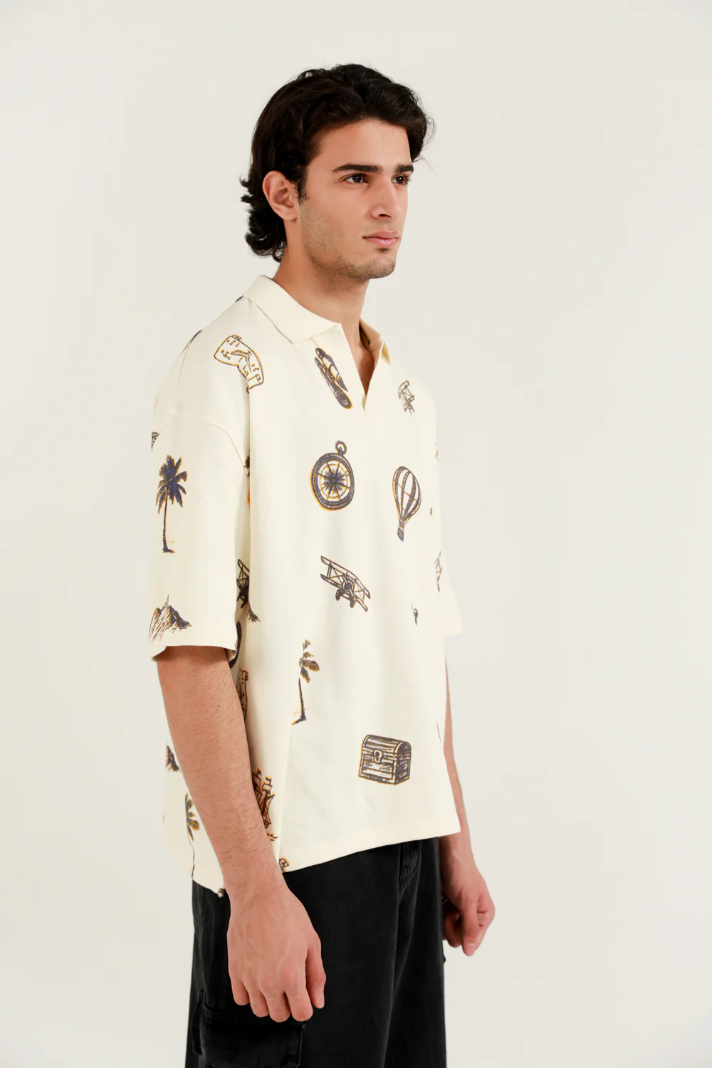 BOXY FIT TEXTURED PRINTED POLO - Image 4