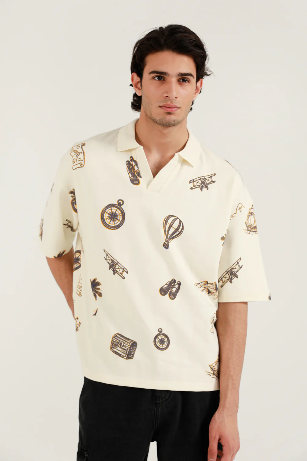BOXY FIT TEXTURED PRINTED POLO - Image 5