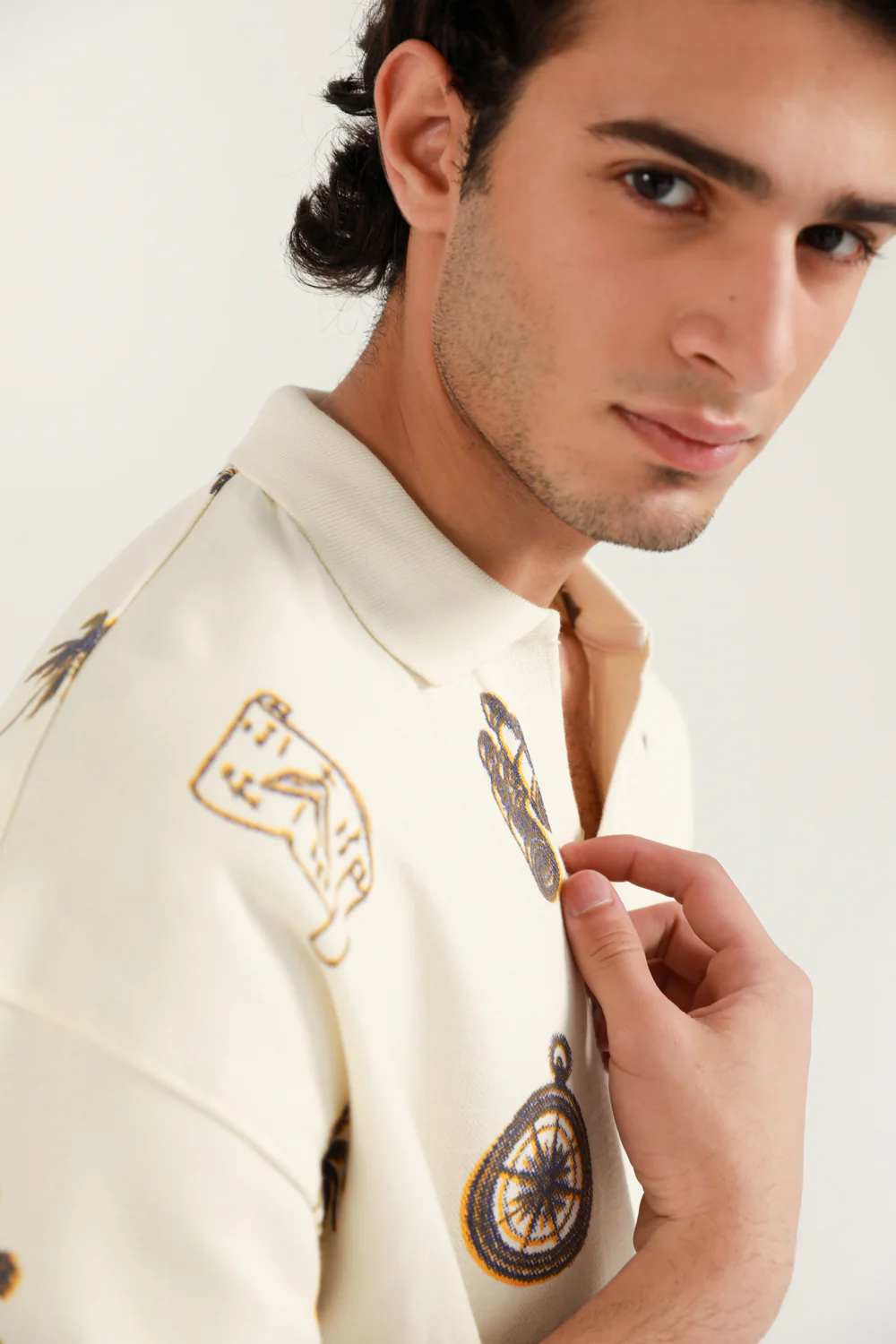 BOXY FIT TEXTURED PRINTED POLO - Image 6