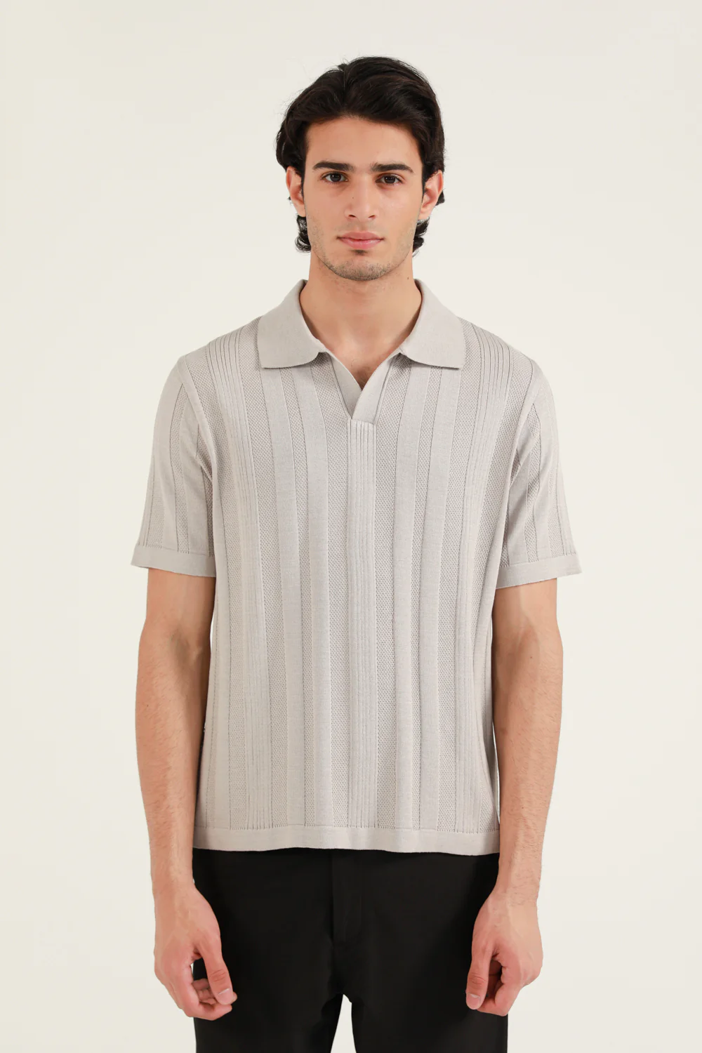 TEXTURED STRIPED KNITTED POLO - Image 2