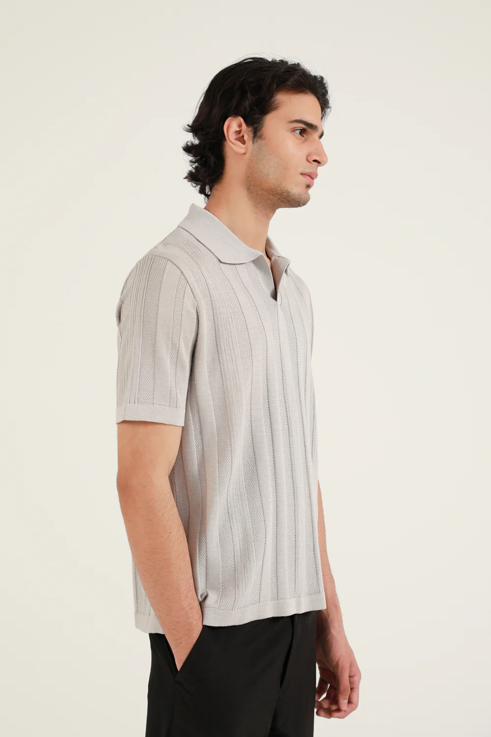 TEXTURED STRIPED KNITTED POLO - Image 3