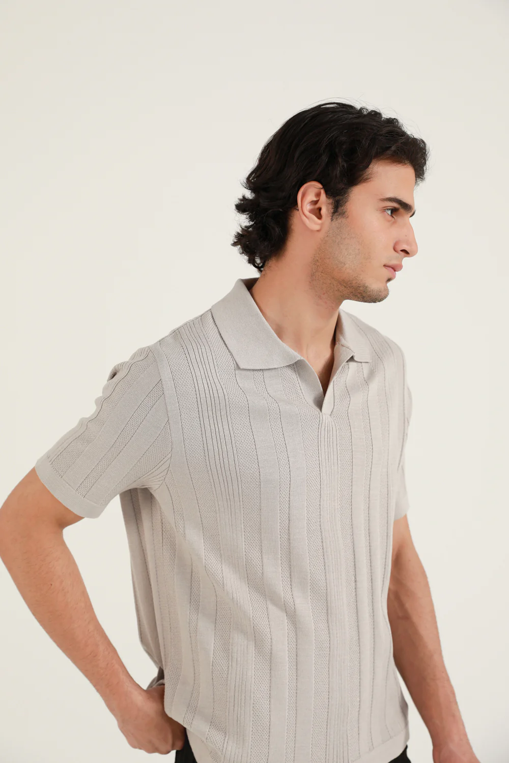 TEXTURED STRIPED KNITTED POLO - Image 6