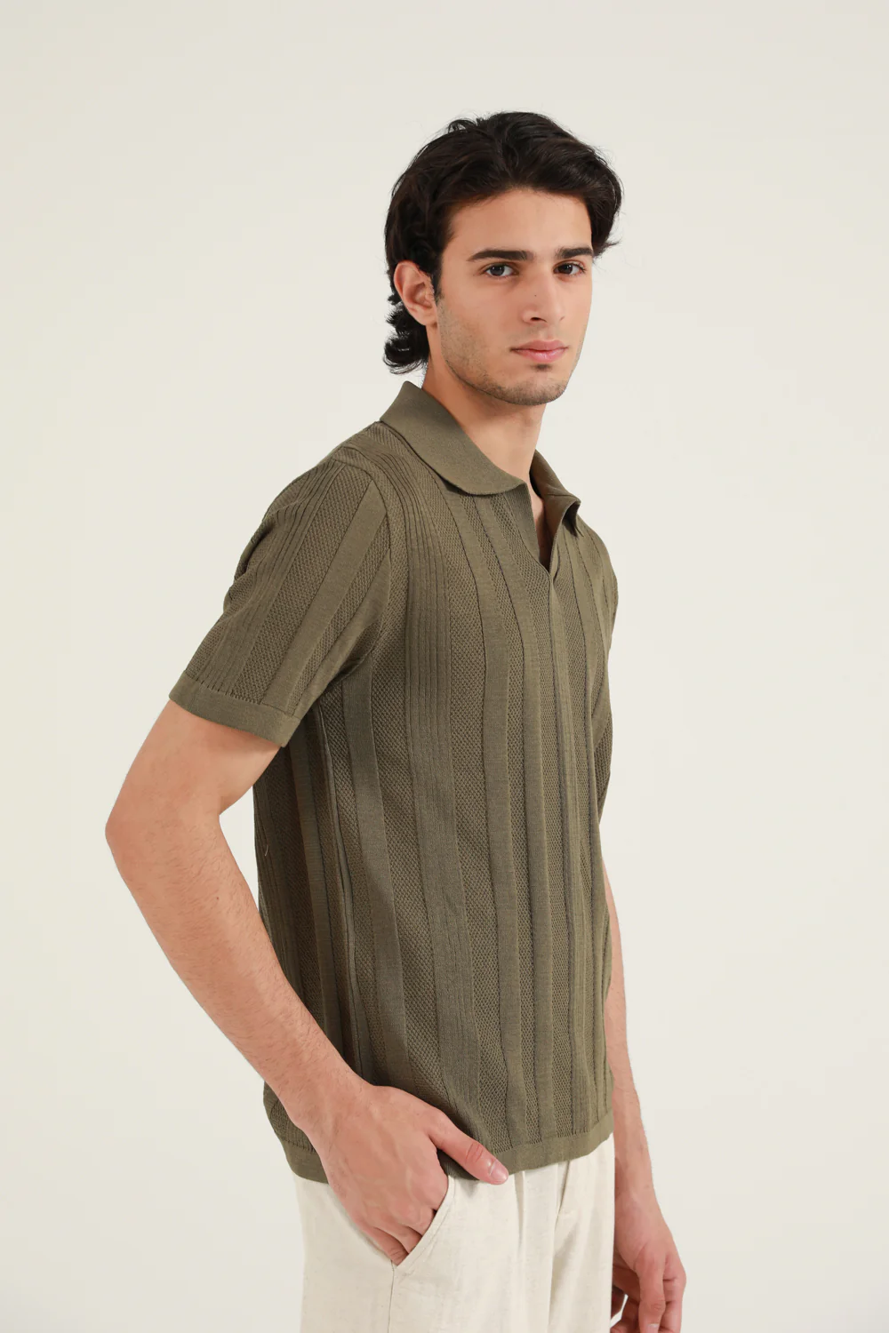 TEXTURED STRIPED KNITTED POLO - Image 2