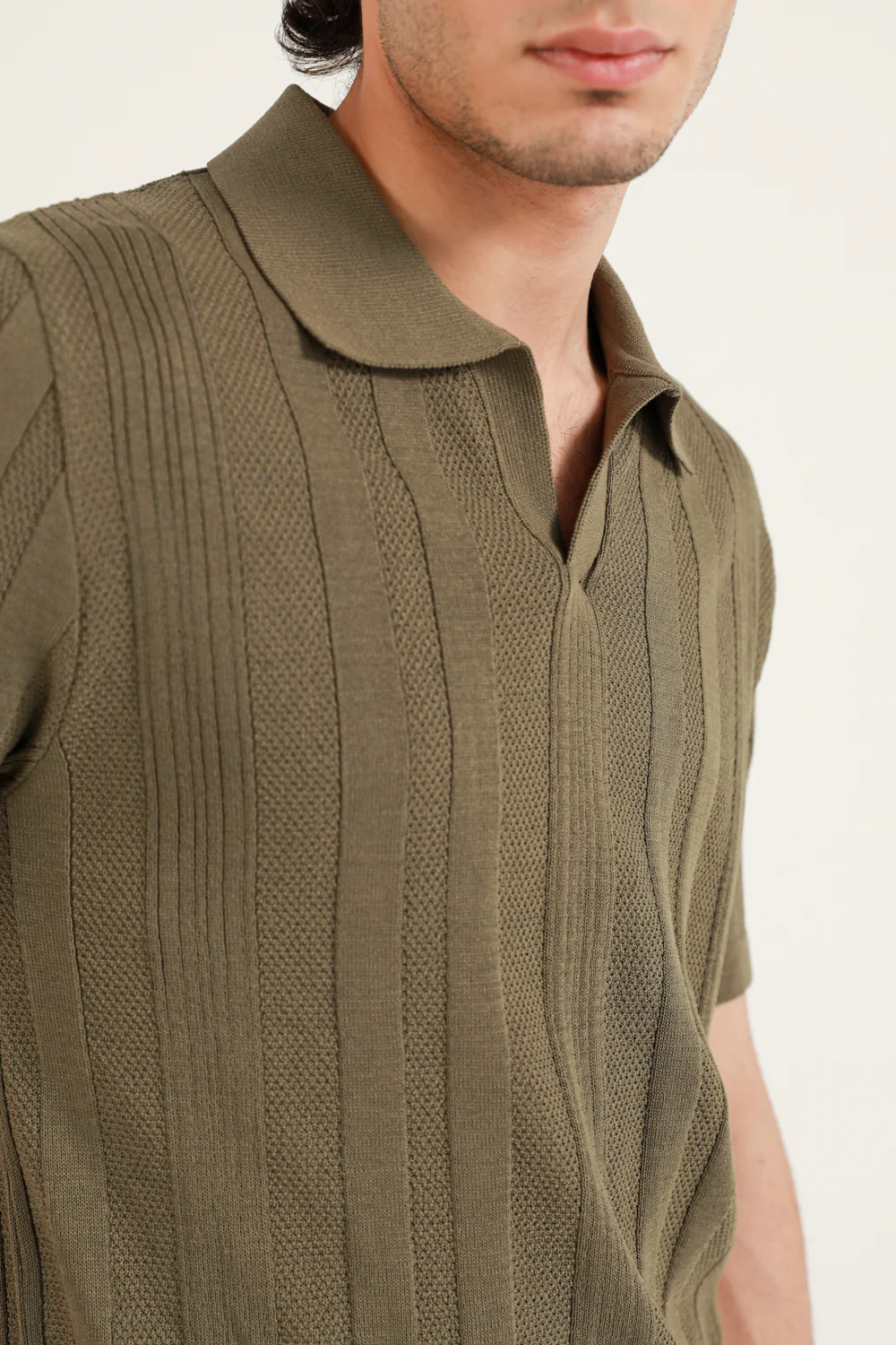 TEXTURED STRIPED KNITTED POLO - Image 3