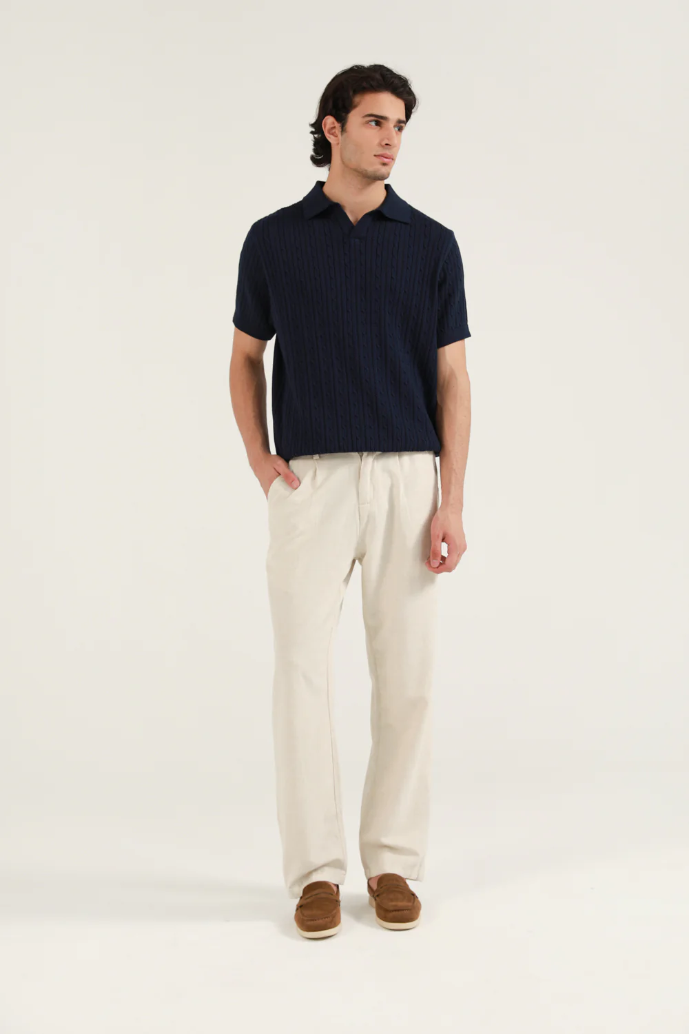 JOHNNY COLLAR TEXTURED KNITTED POLO