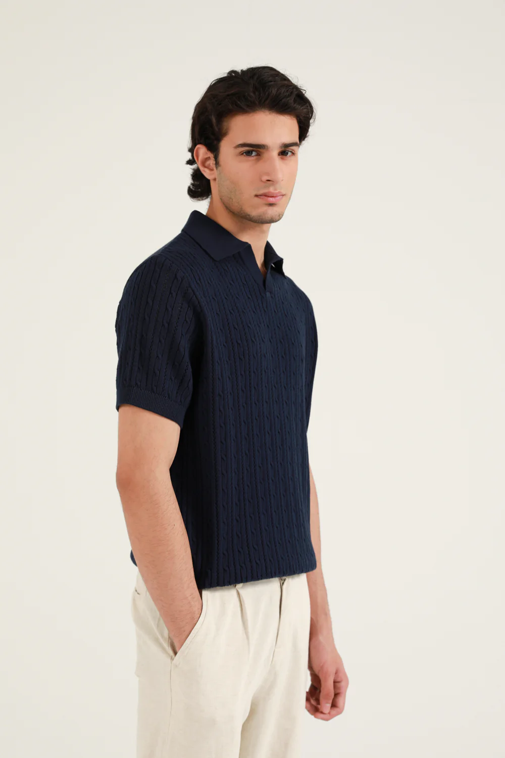 JOHNNY COLLAR TEXTURED KNITTED POLO - Image 3