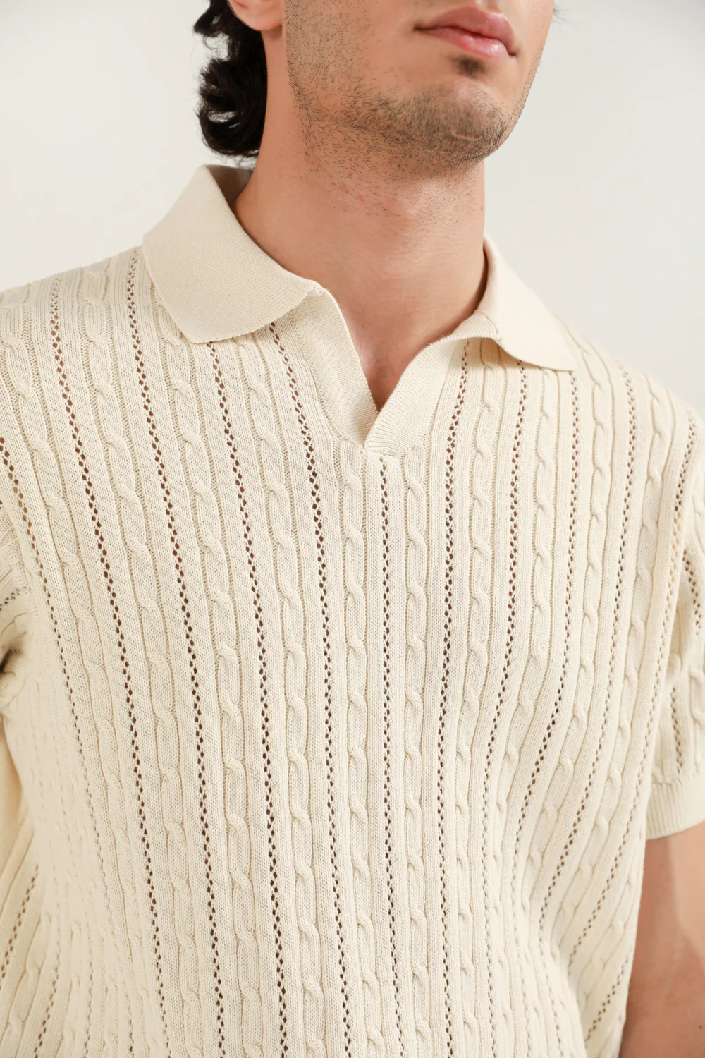 JOHNNY COLLAR TEXTURED KNITTED POLO - Image 3