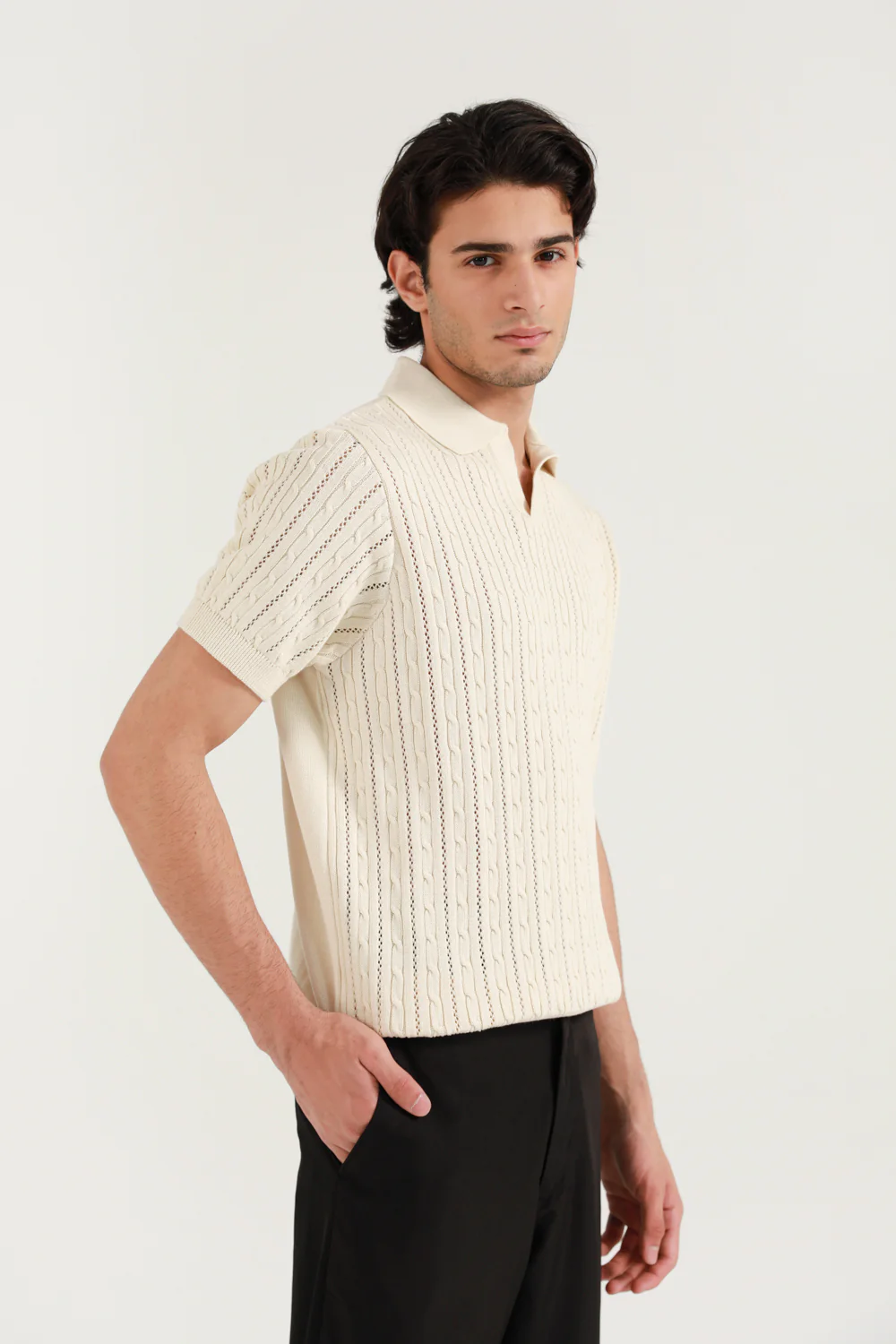 JOHNNY COLLAR TEXTURED KNITTED POLO - Image 5