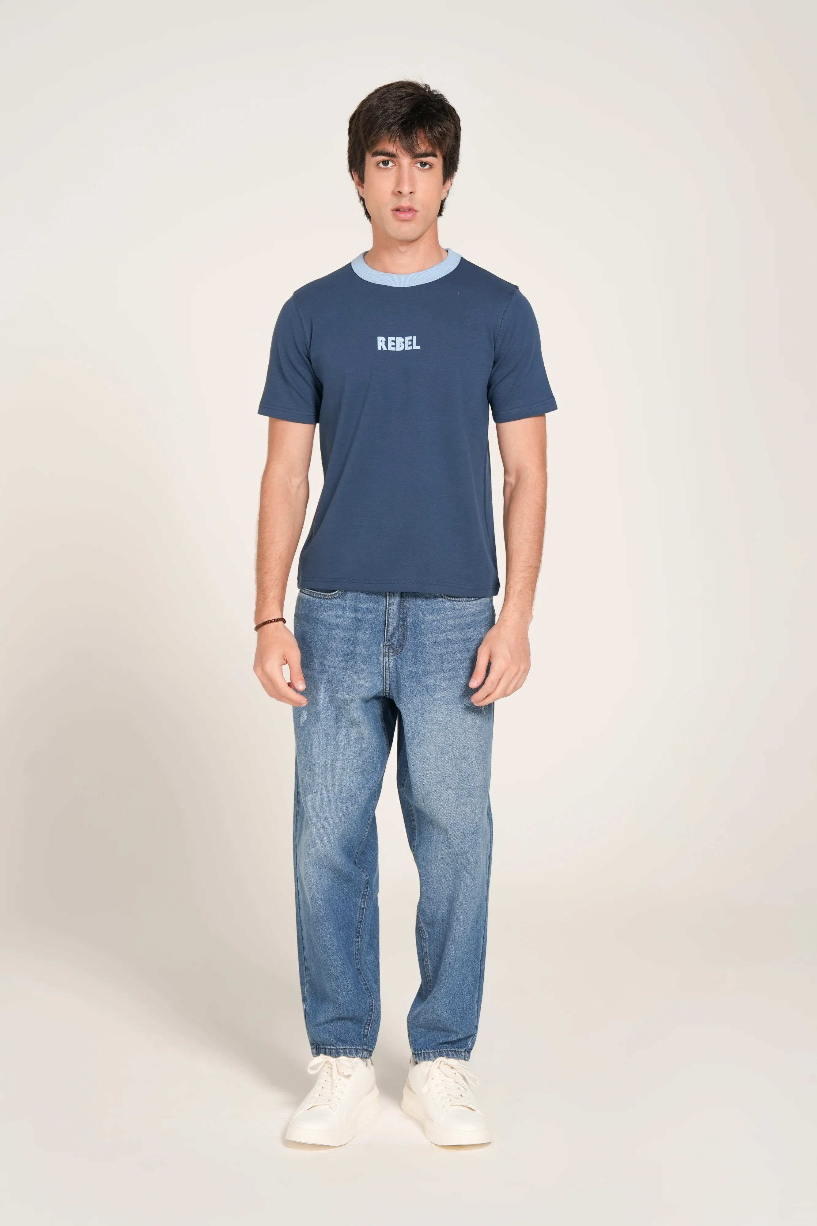 SLIM CROPPED CONTRAST RIB TEE